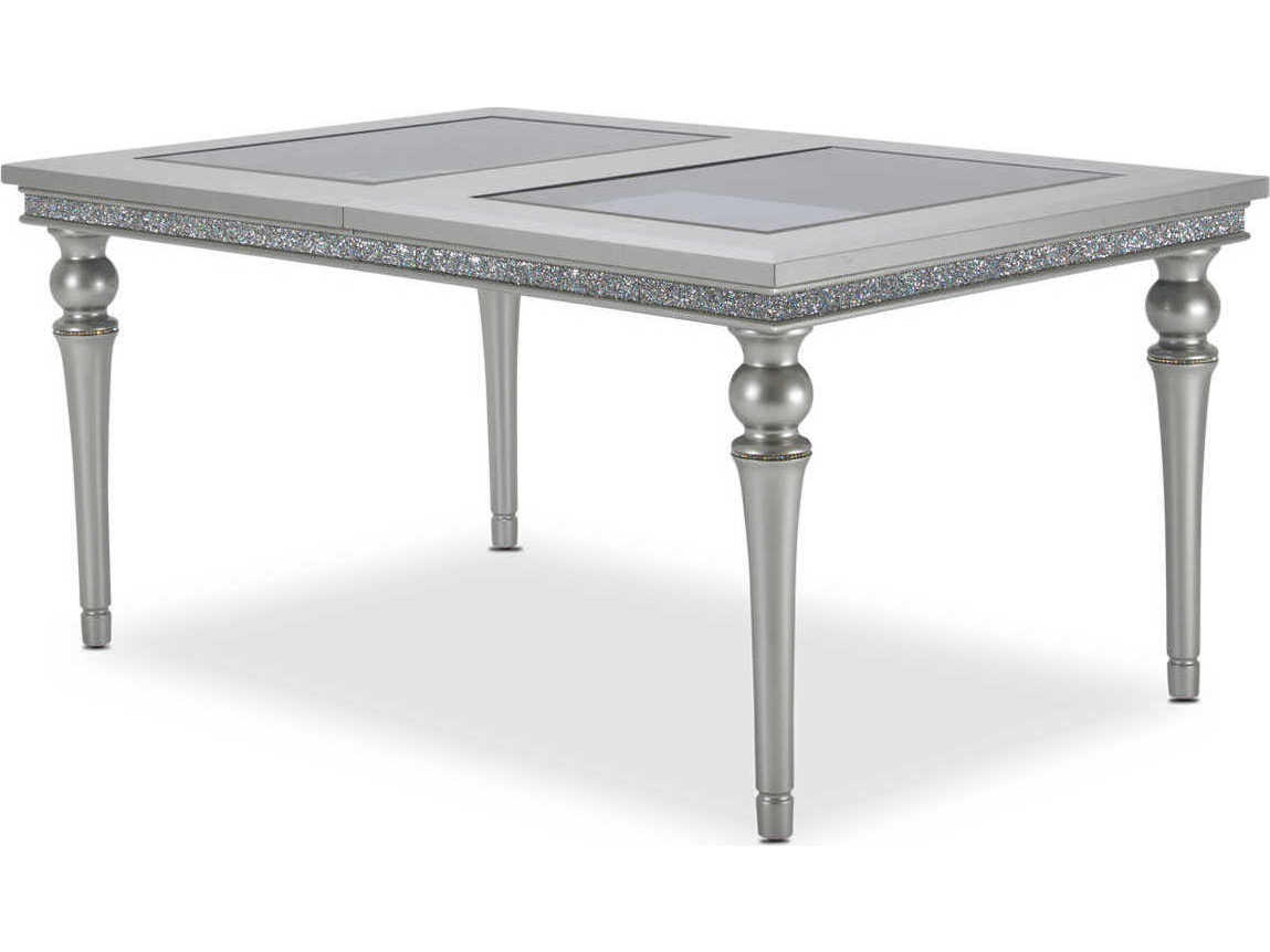 Michael Amini Melrose Plaza Rectangular Glass Dove Dining Table