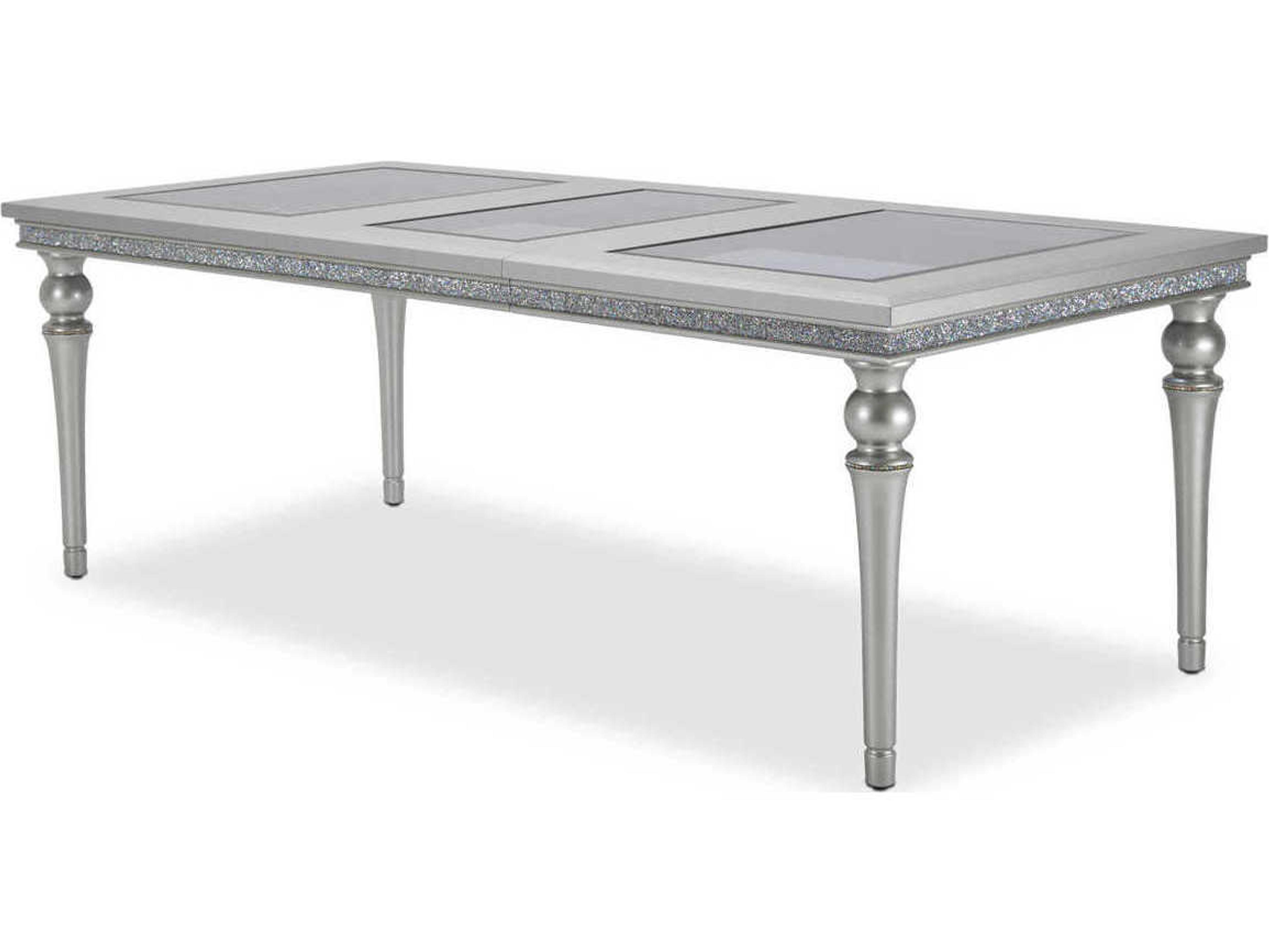 Michael Amini Melrose Plaza Rectangular Glass Dove Dining Table