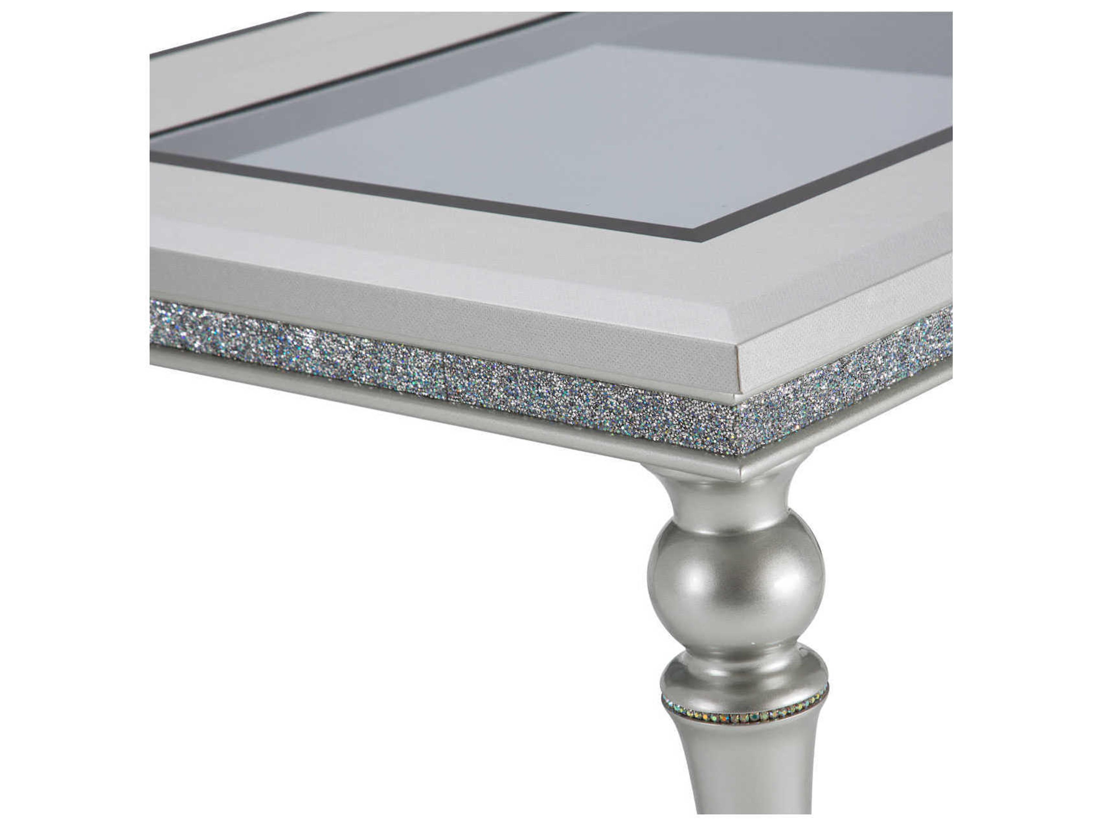 Michael Amini Melrose Plaza Rectangular Glass Dove Dining Table