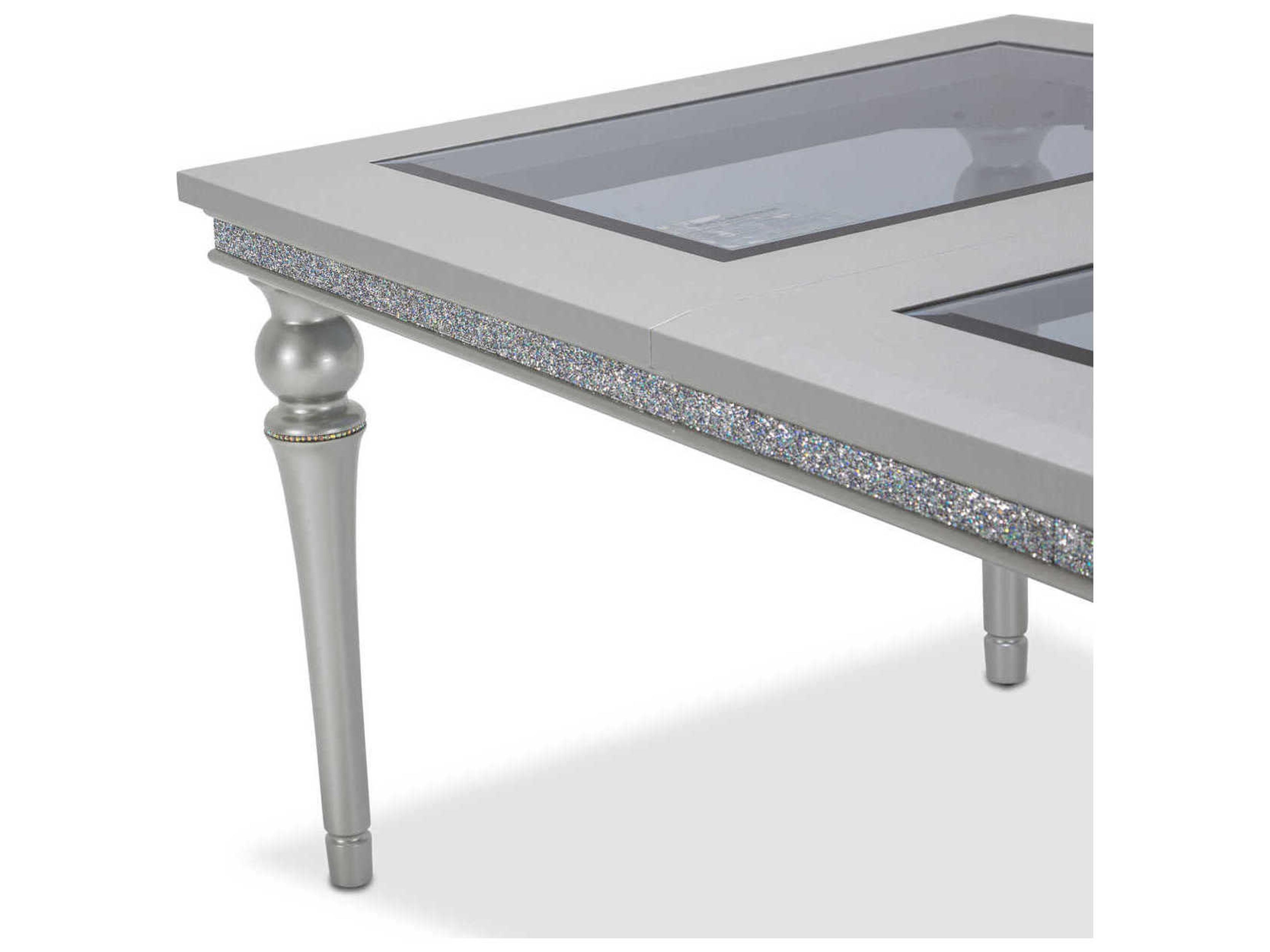 Michael Amini Melrose Plaza Rectangular Glass Dove Dining Table