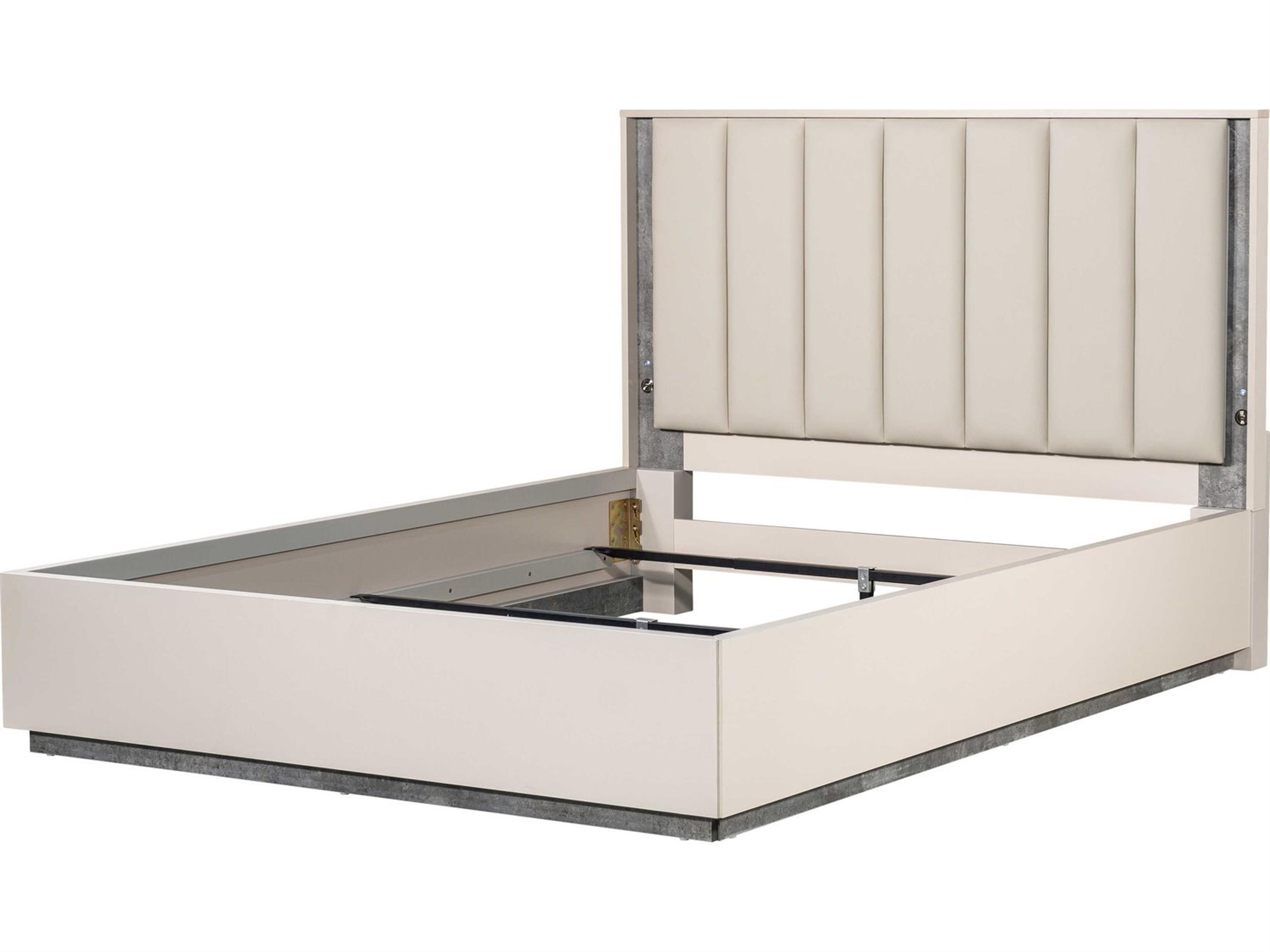 Pavira Stone White Upholstered Queen Platform Bed