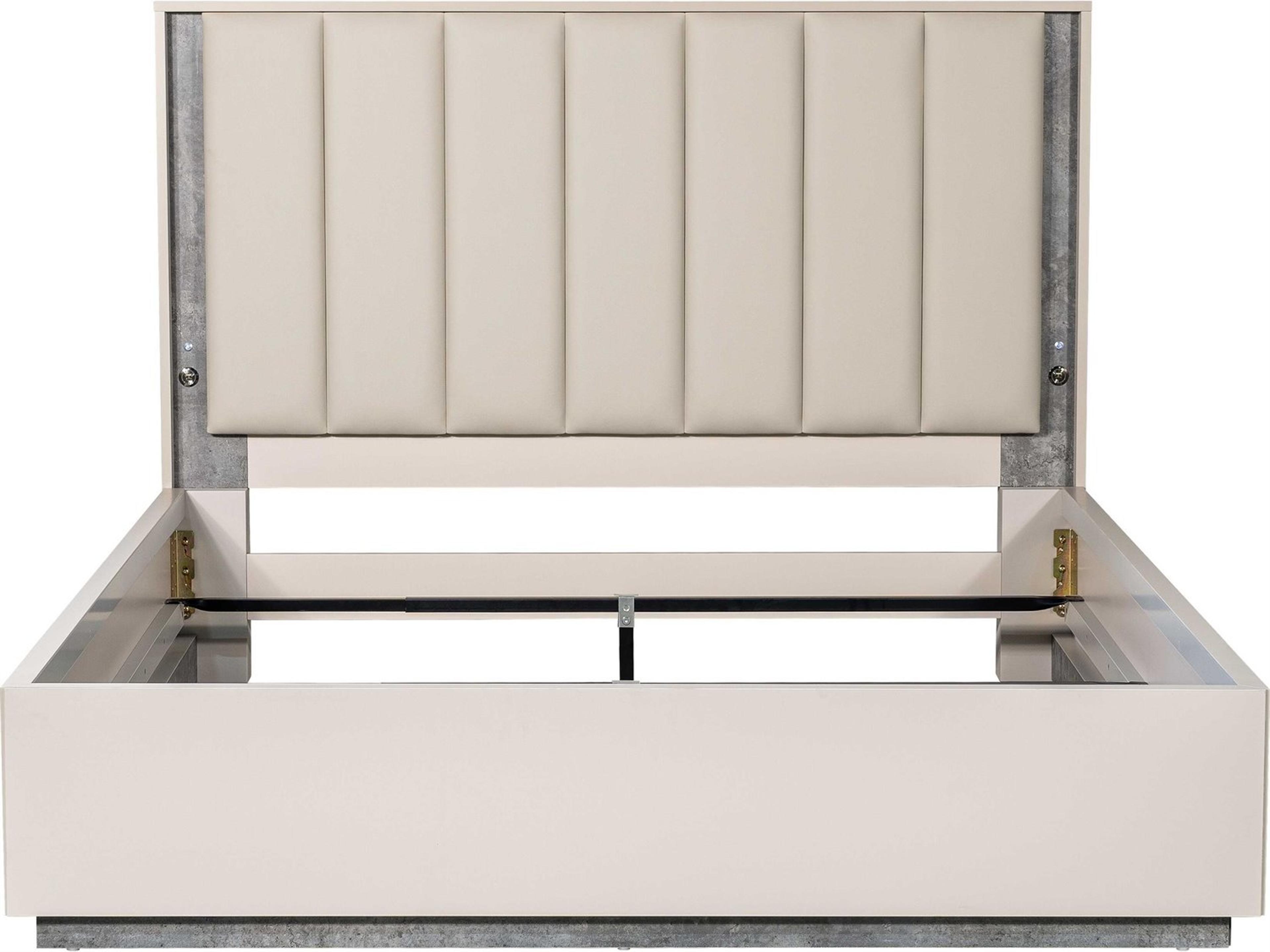 Luxecor Gilded Stone White Upholstered Queen Platform Bed
