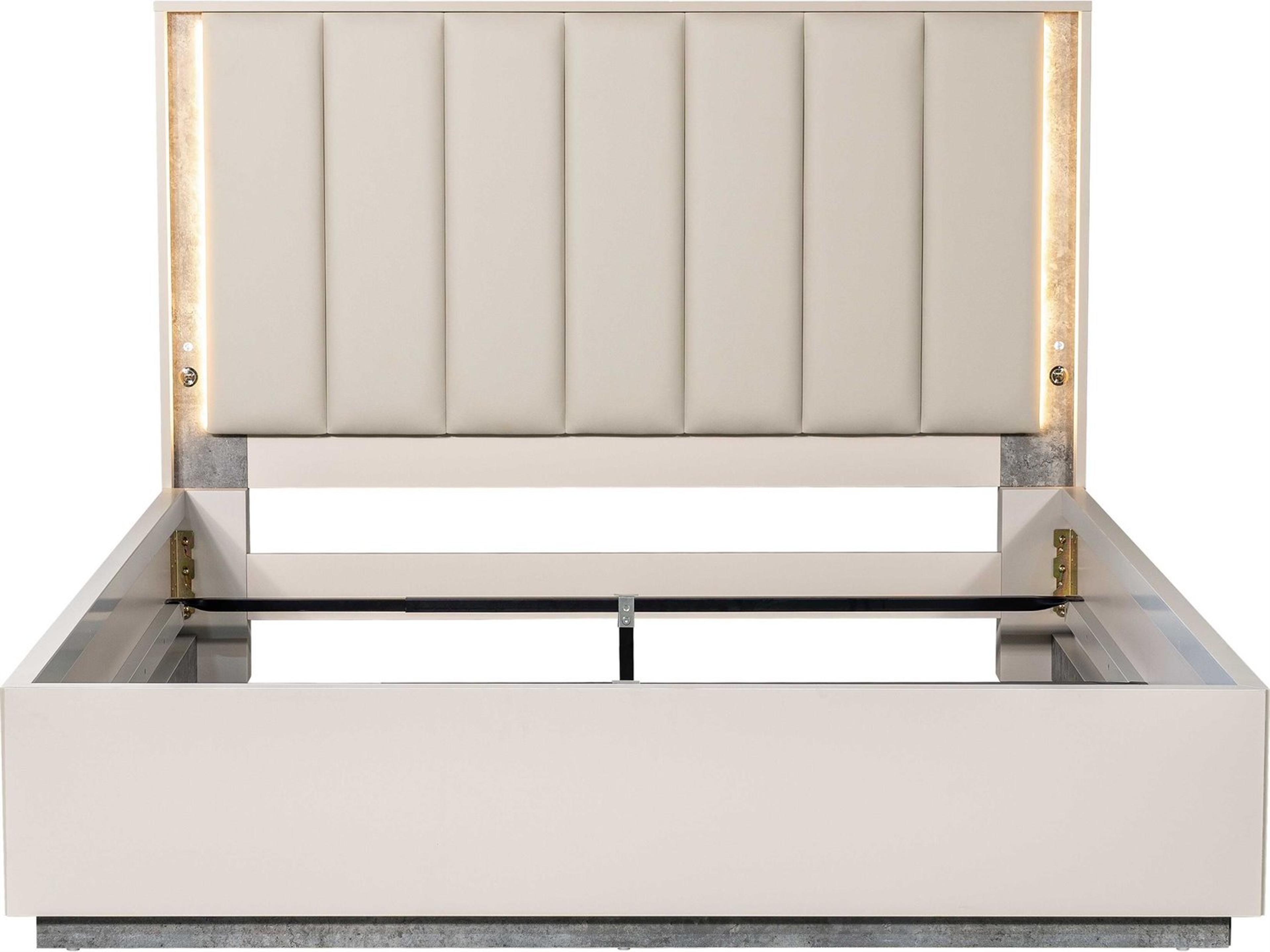 Luxecor Gilded Stone White Upholstered Queen Platform Bed