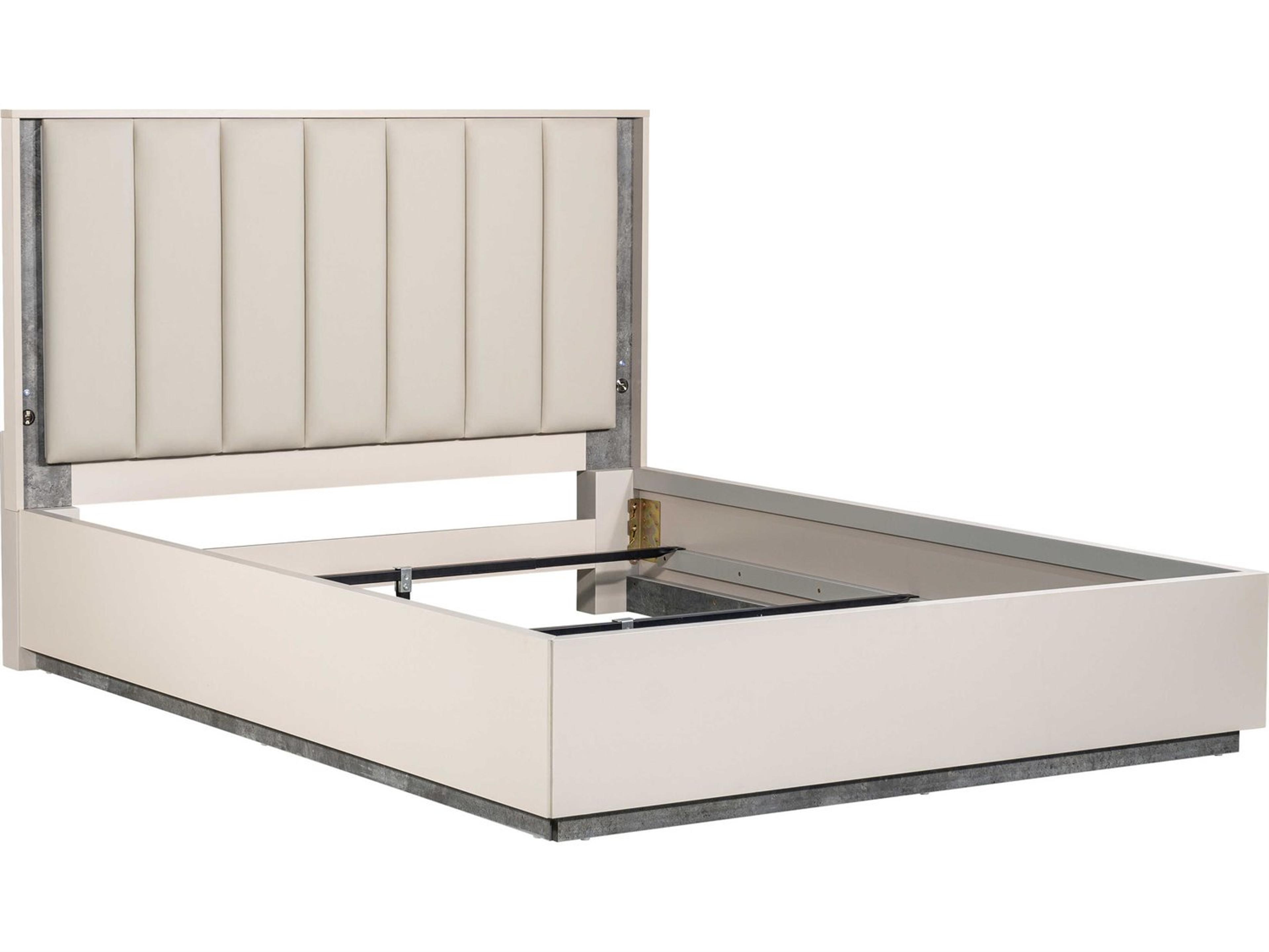 Luxecor Gilded Stone White Upholstered Queen Platform Bed