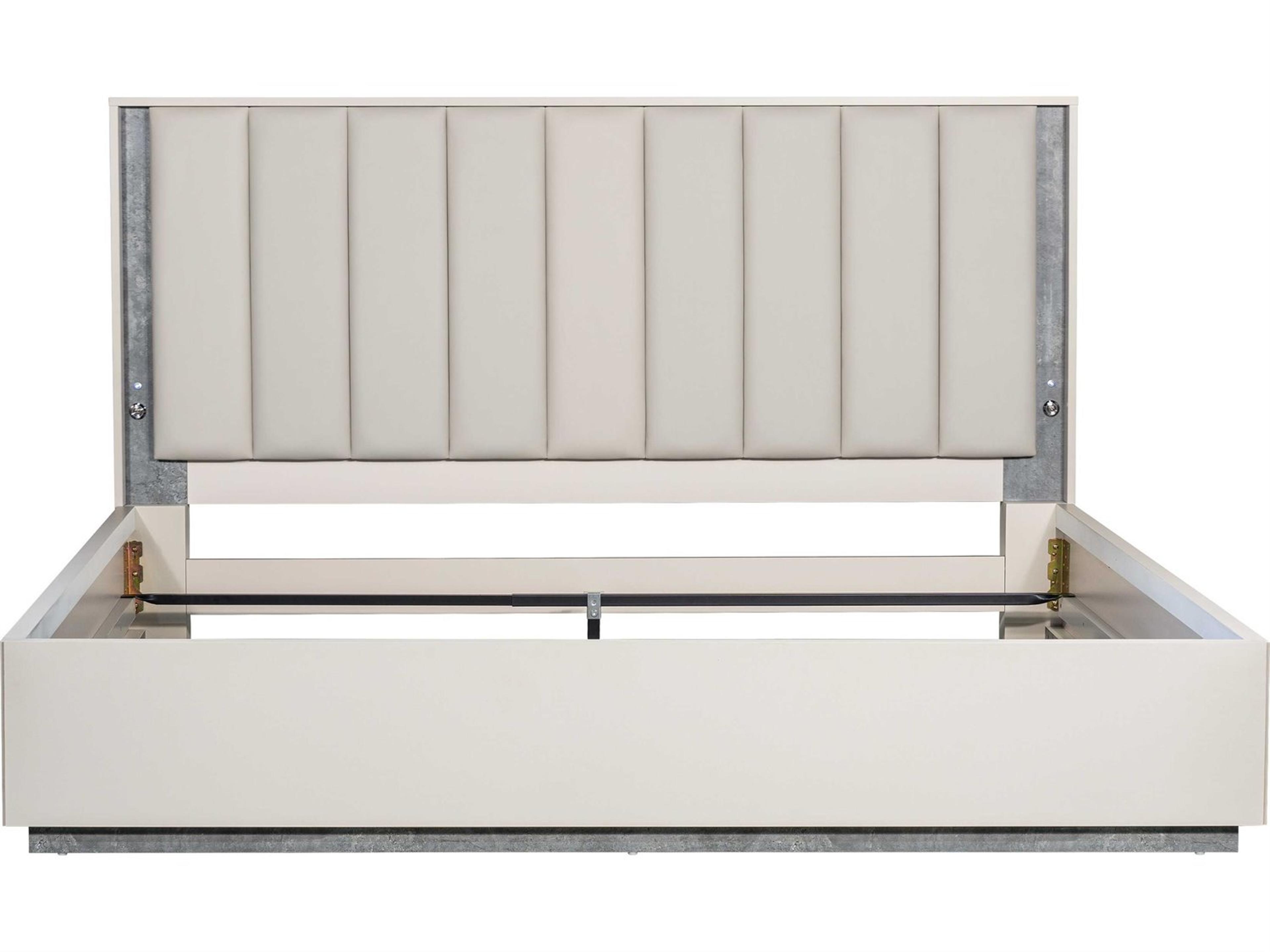 Luxecor Gilded Stone White Upholstered King Platform Bed