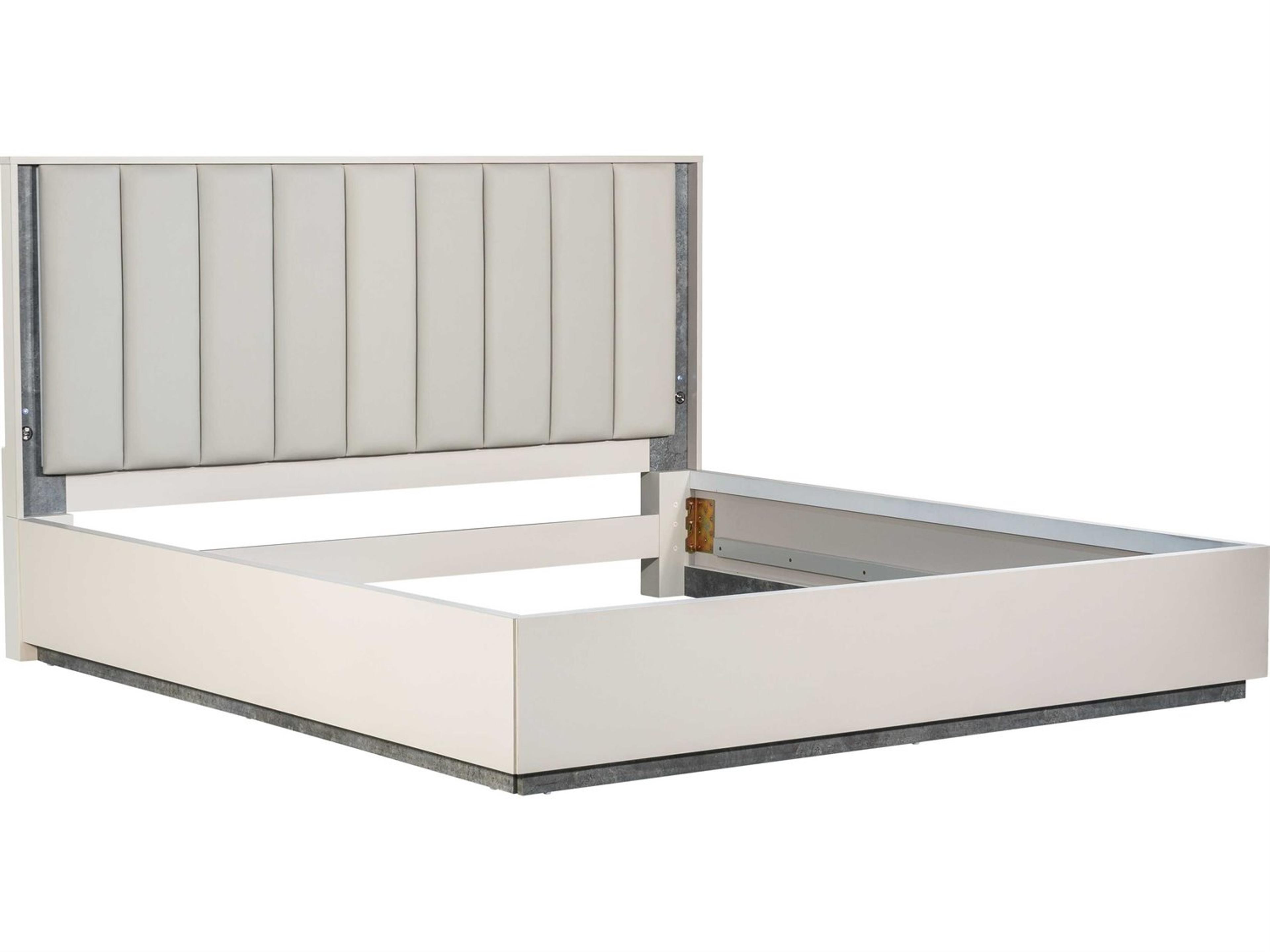 Luxecor Gilded Stone White Upholstered King Platform Bed