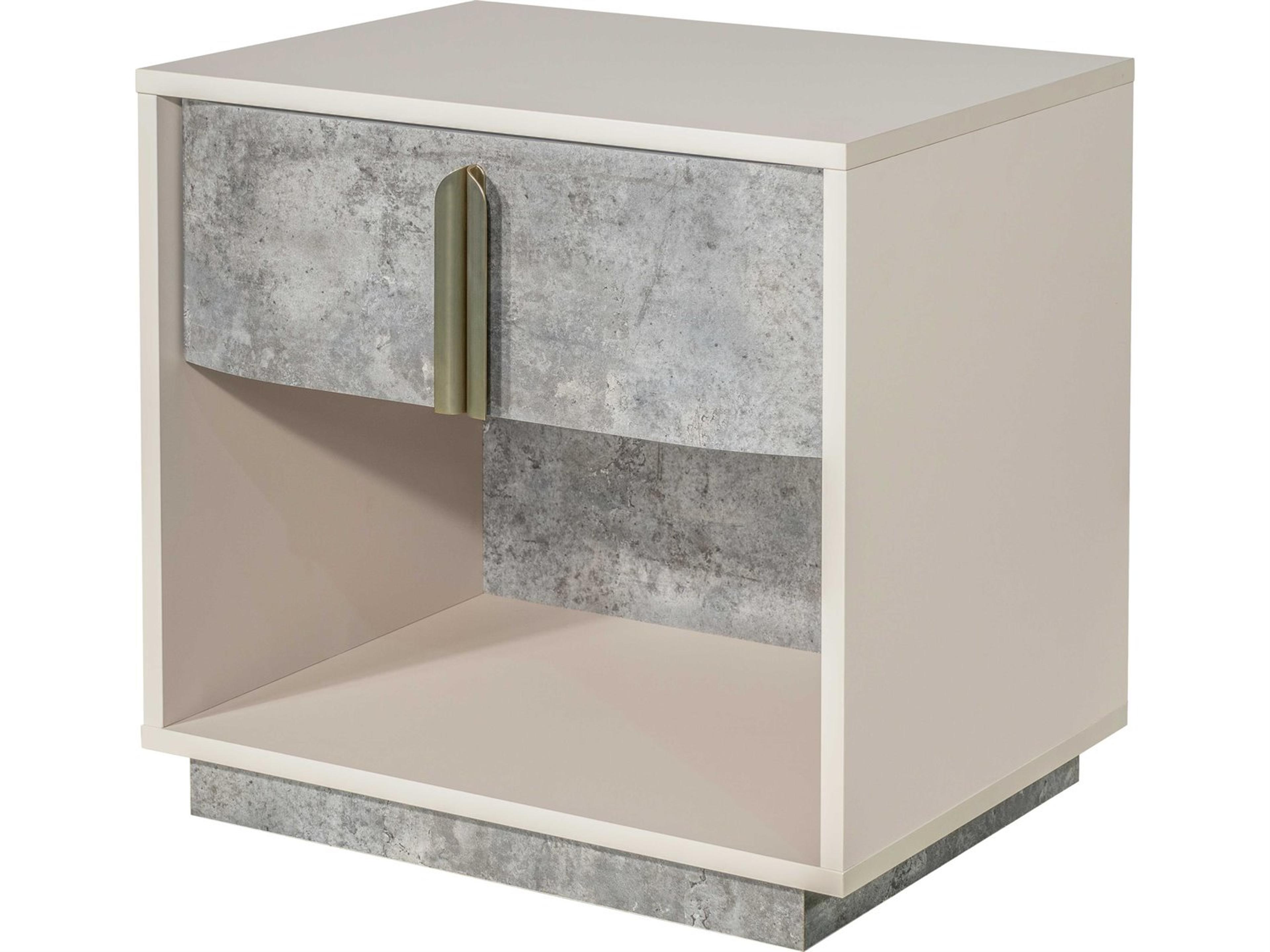 Pavira 1-Drawer Gray Nightstand