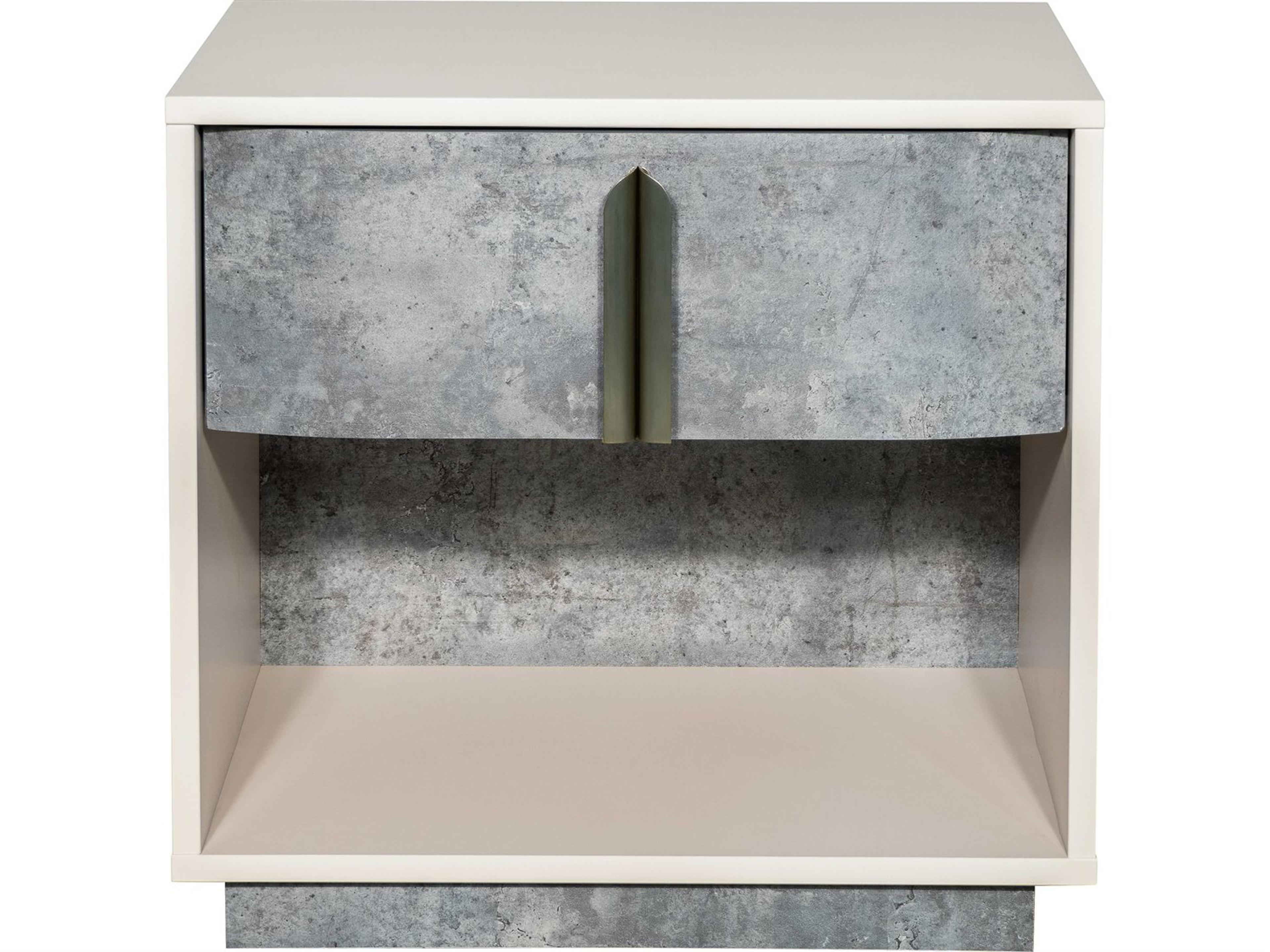 Luxecor Gilded 1-Drawer Gray Nightstand
