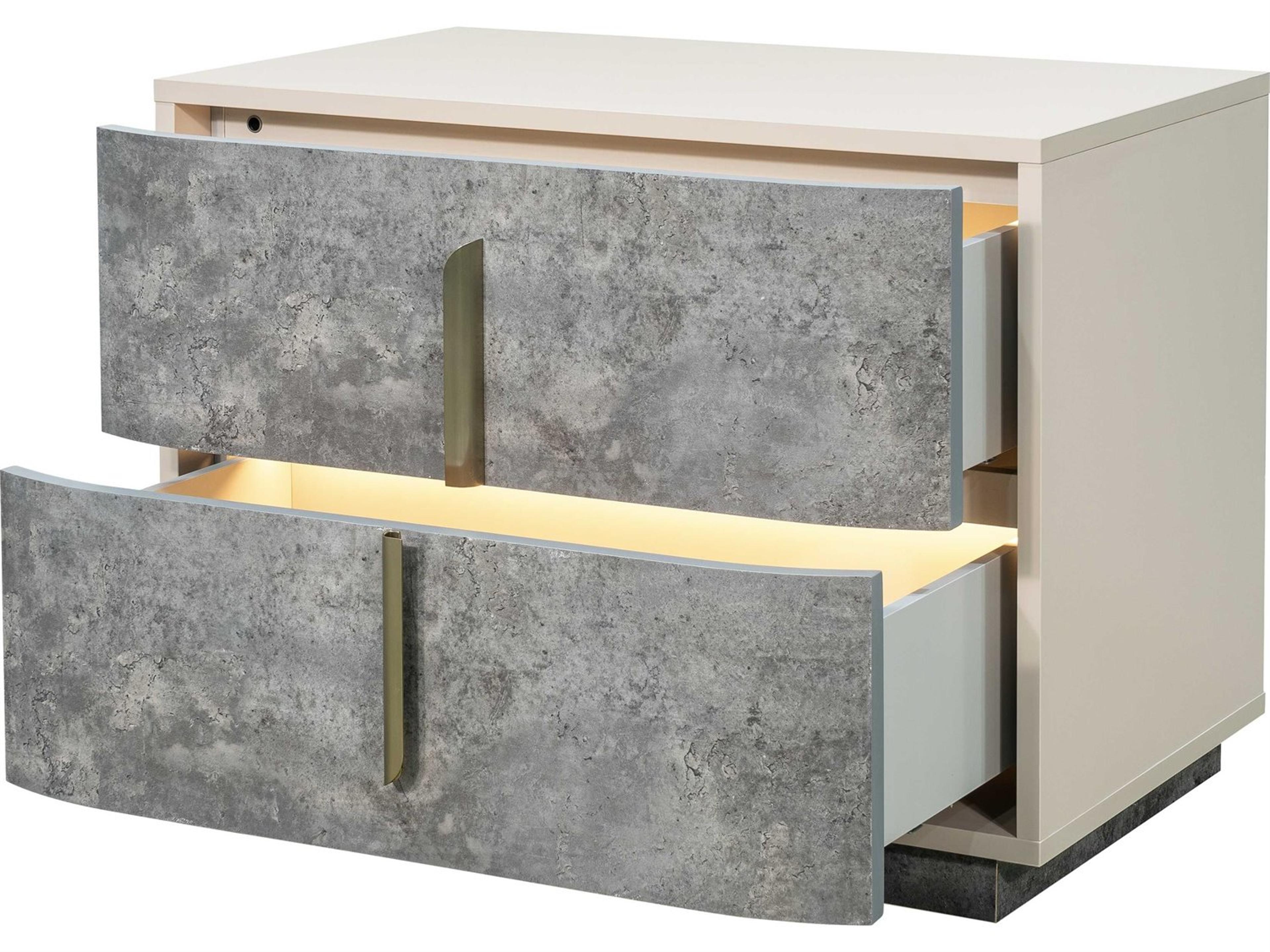 Michael Amini Pavira 2-Drawers Gray Nightstand