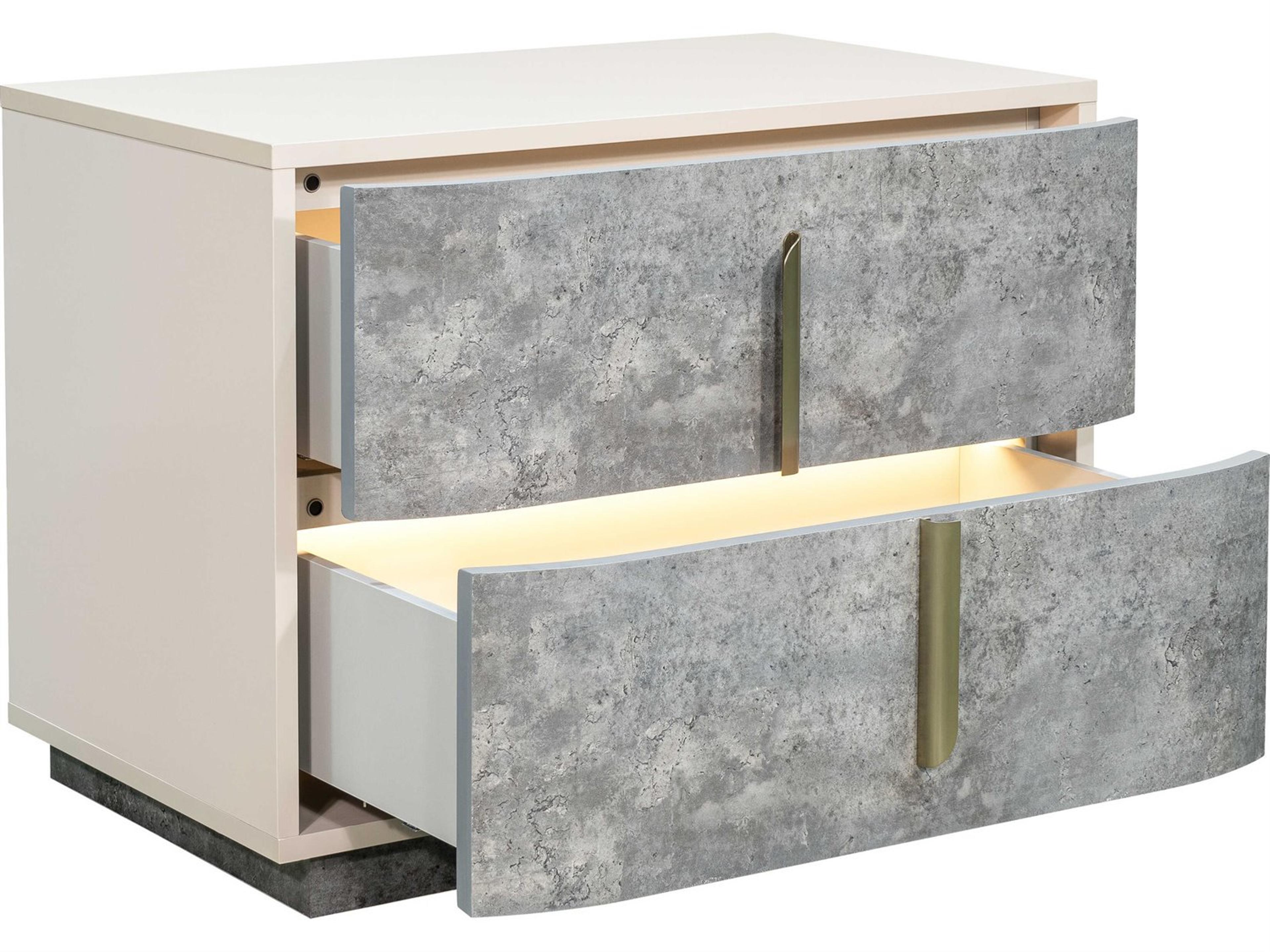 Michael Amini Pavira 2-Drawers Gray Nightstand