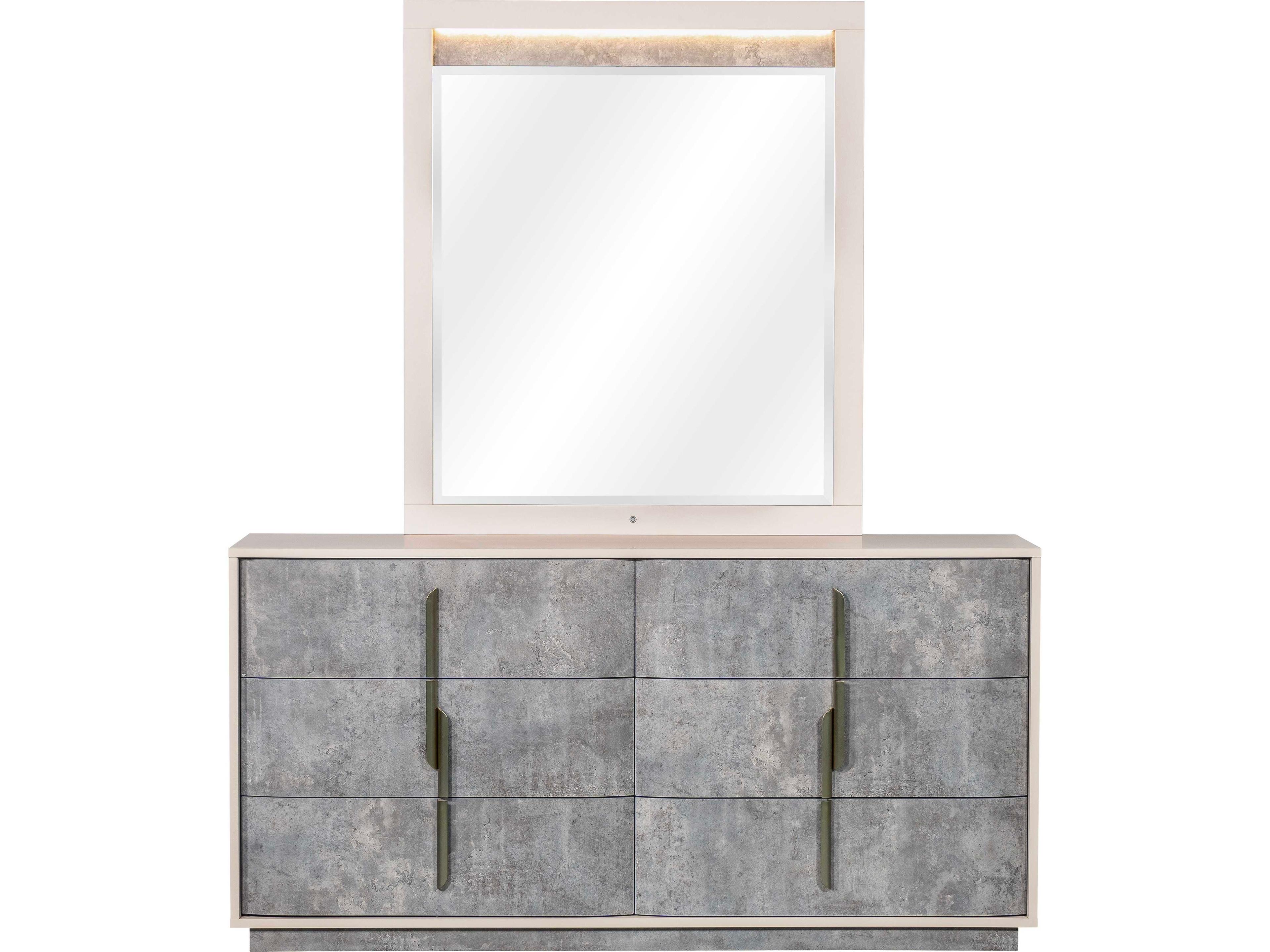 Luxecor Gilded 6-Drawers Gray Double Dresser