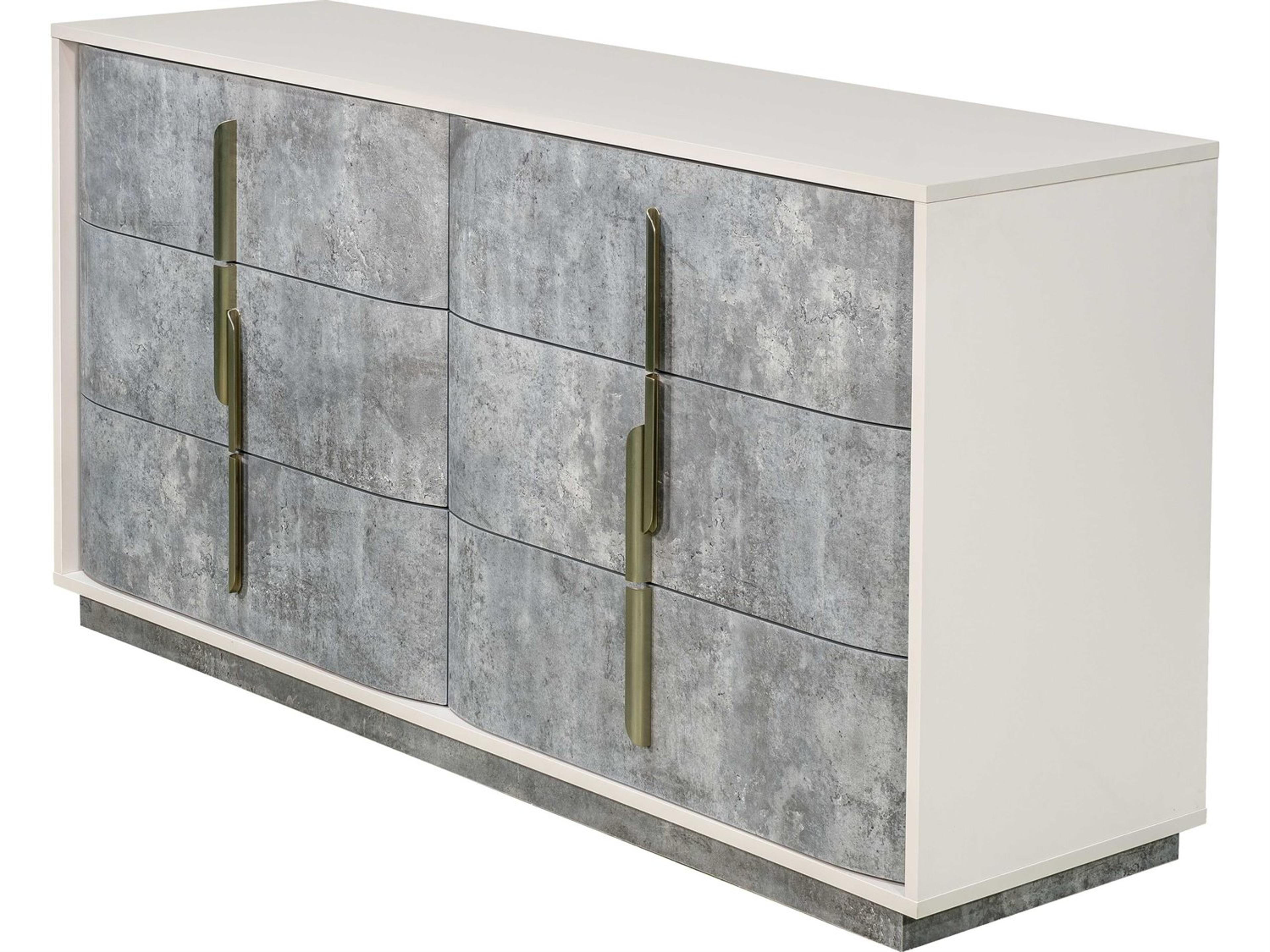 Luxecor Gilded 6-Drawers Gray Double Dresser