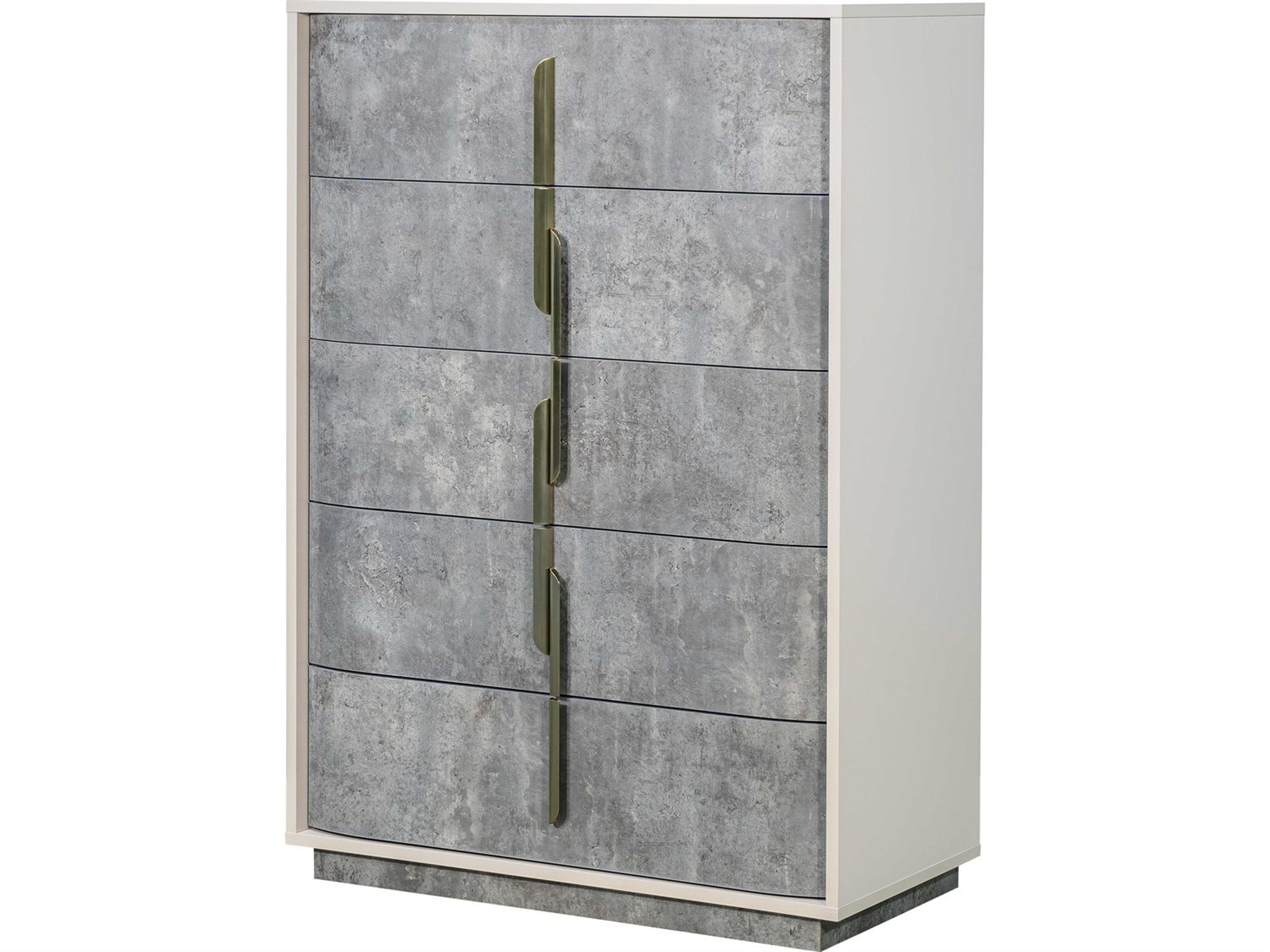 Pavira 5-Drawer Chest in Stone Gray