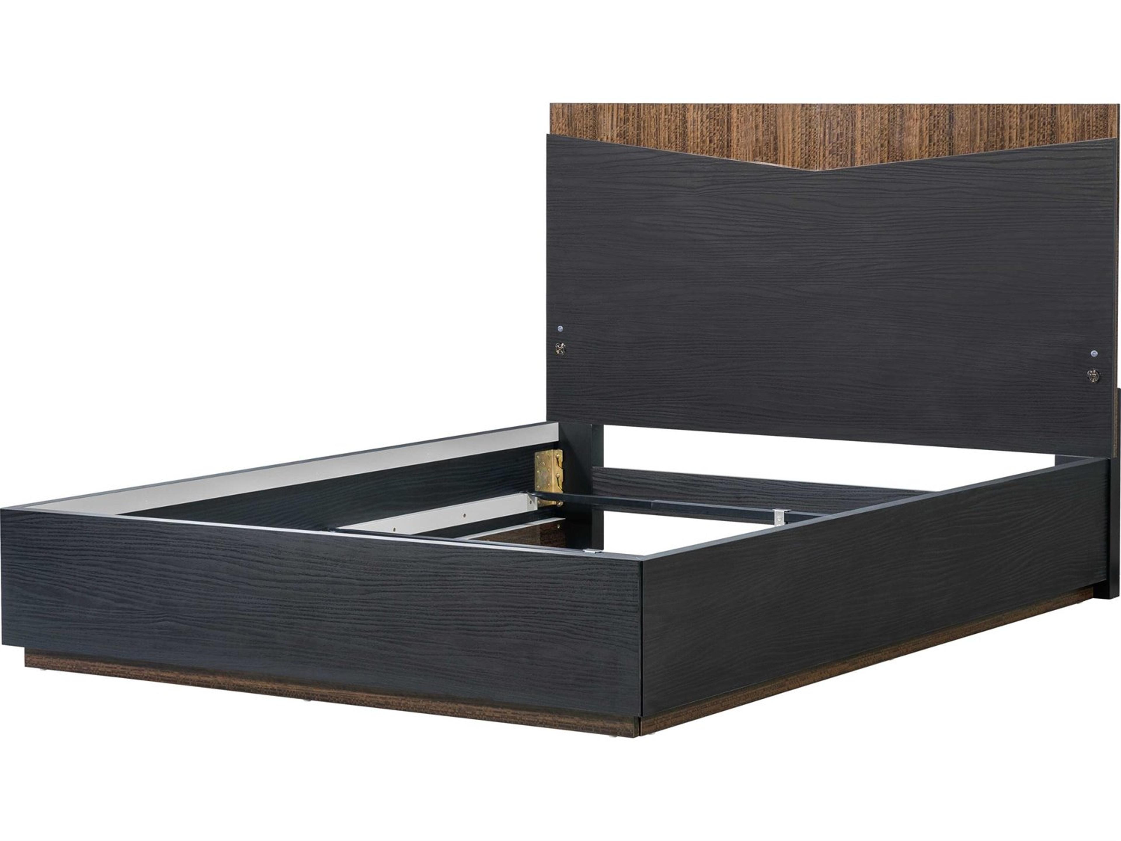 Kayner Charcoal Black Wood Queen Platform Bed
