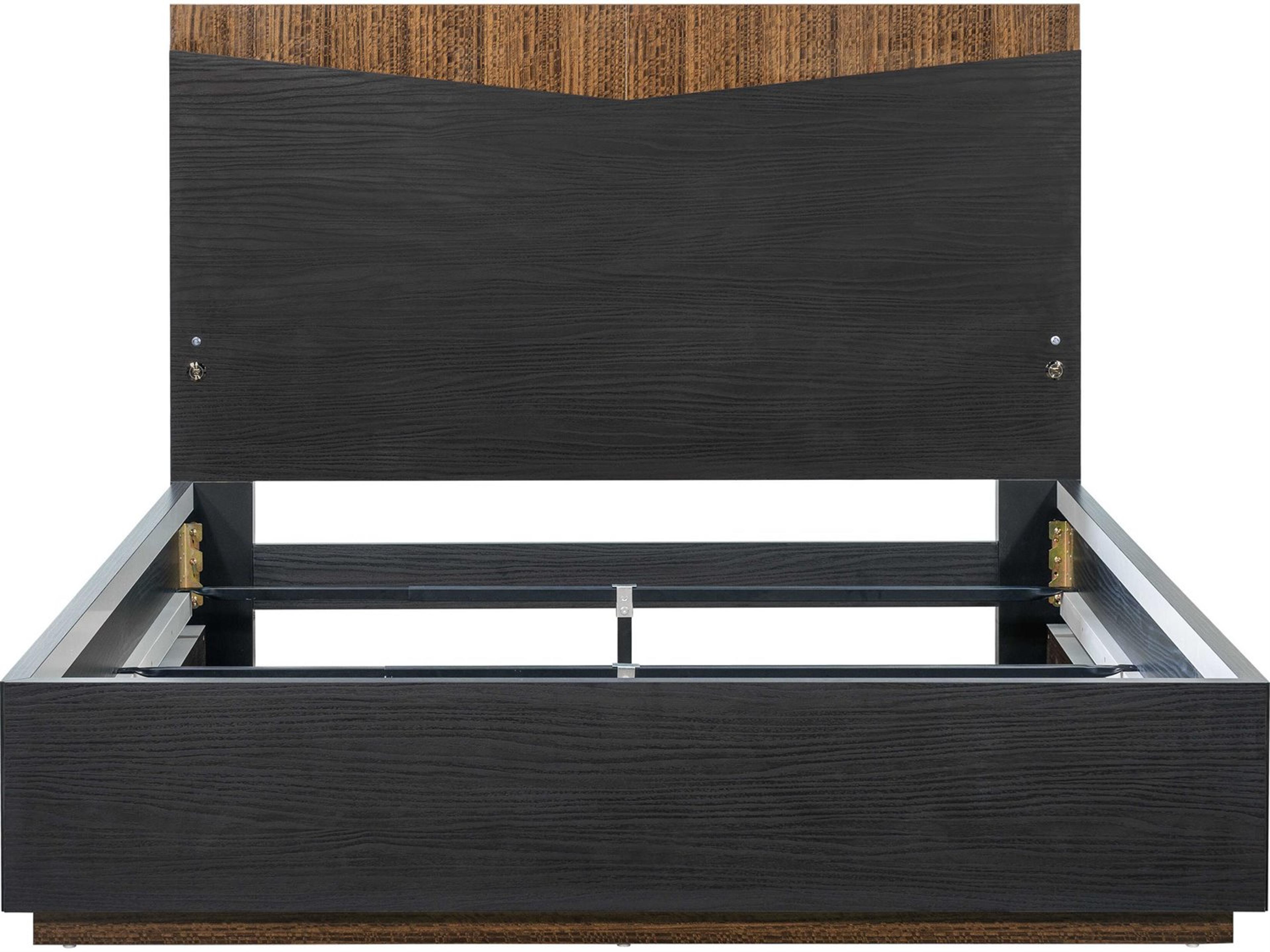 Luxecor Gilded Charcoal Black Wood Queen Platform Bed