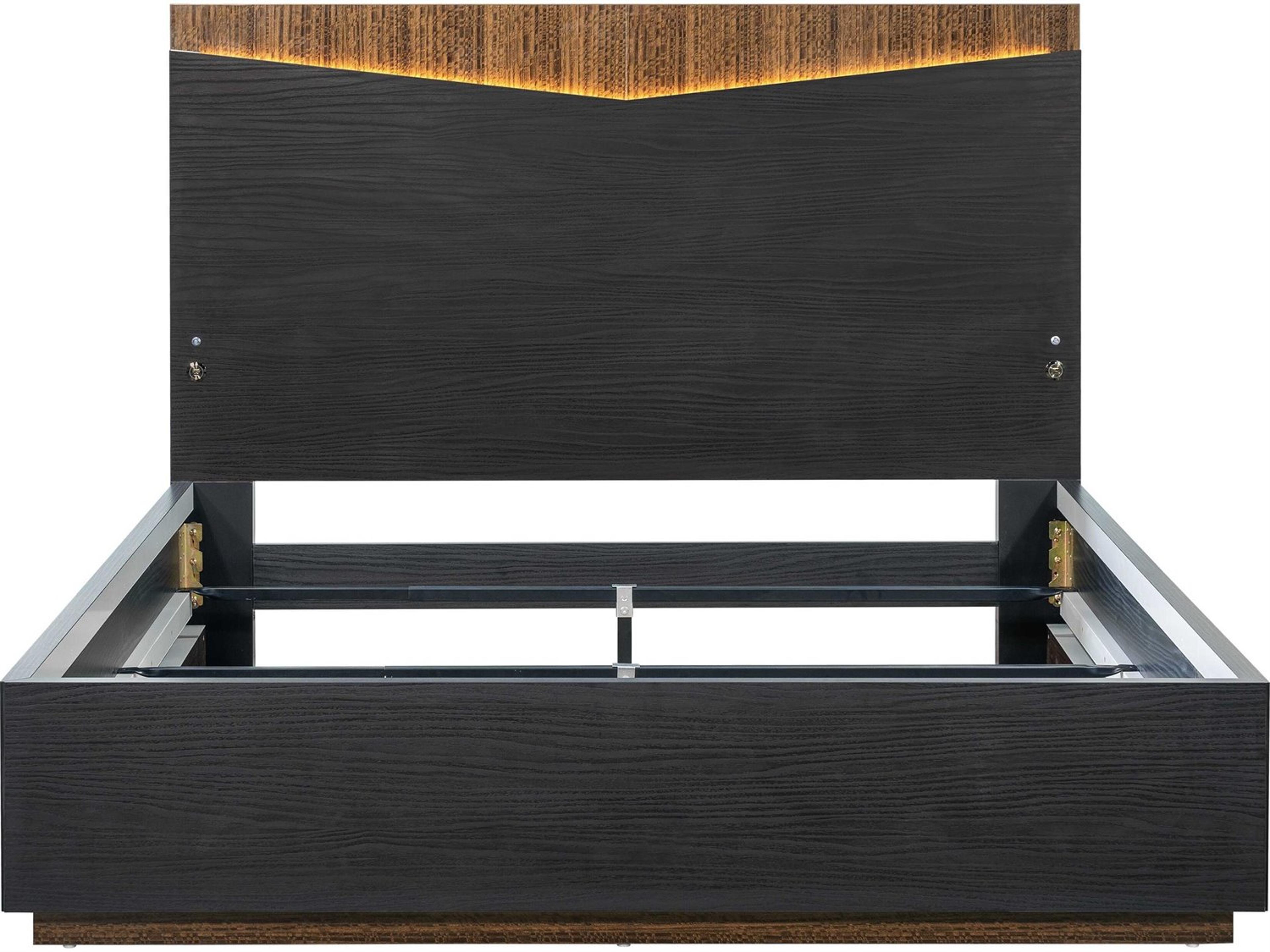 Luxecor Gilded Charcoal Black Wood Queen Platform Bed