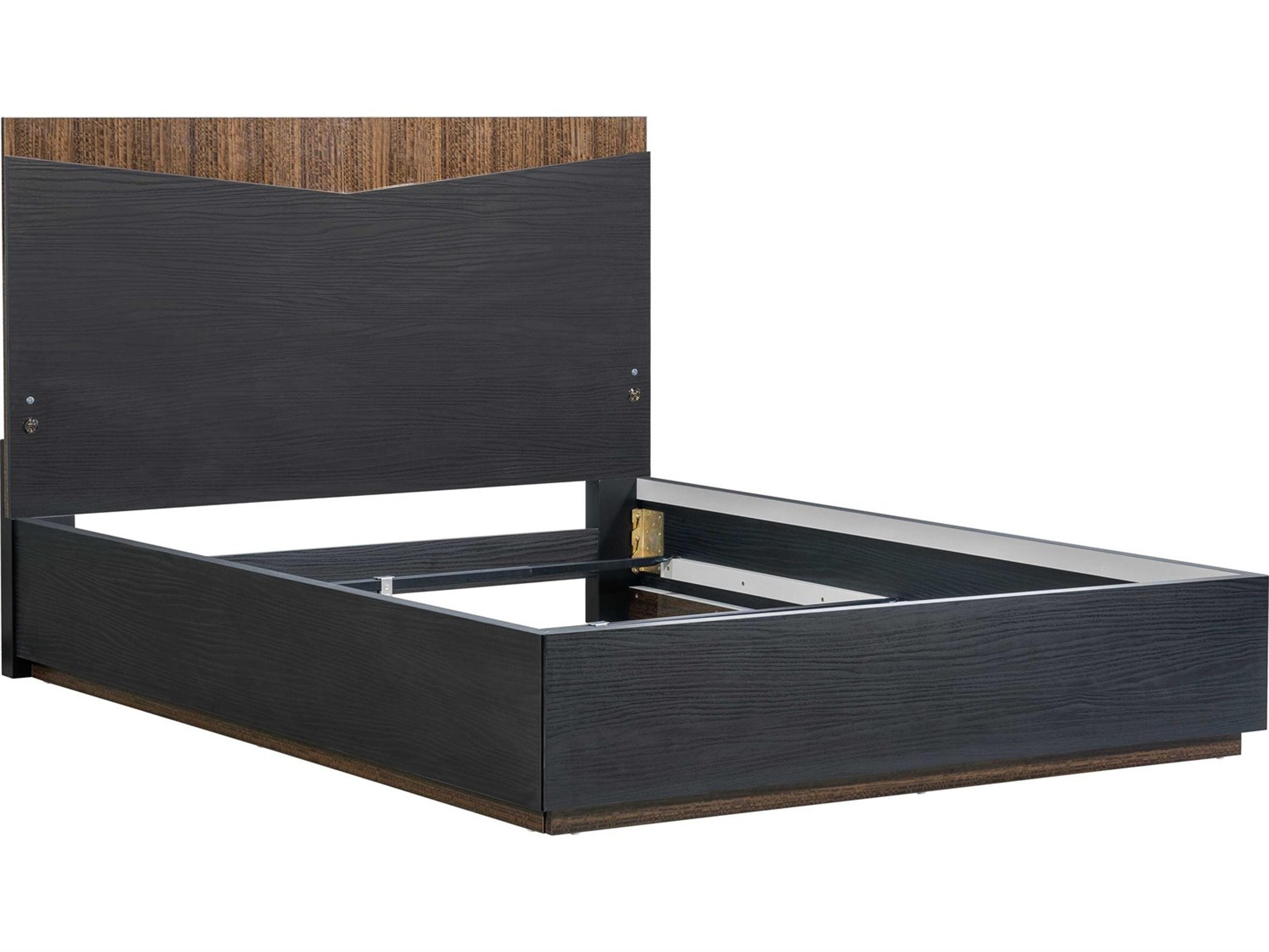 Luxecor Gilded Charcoal Black Wood Queen Platform Bed