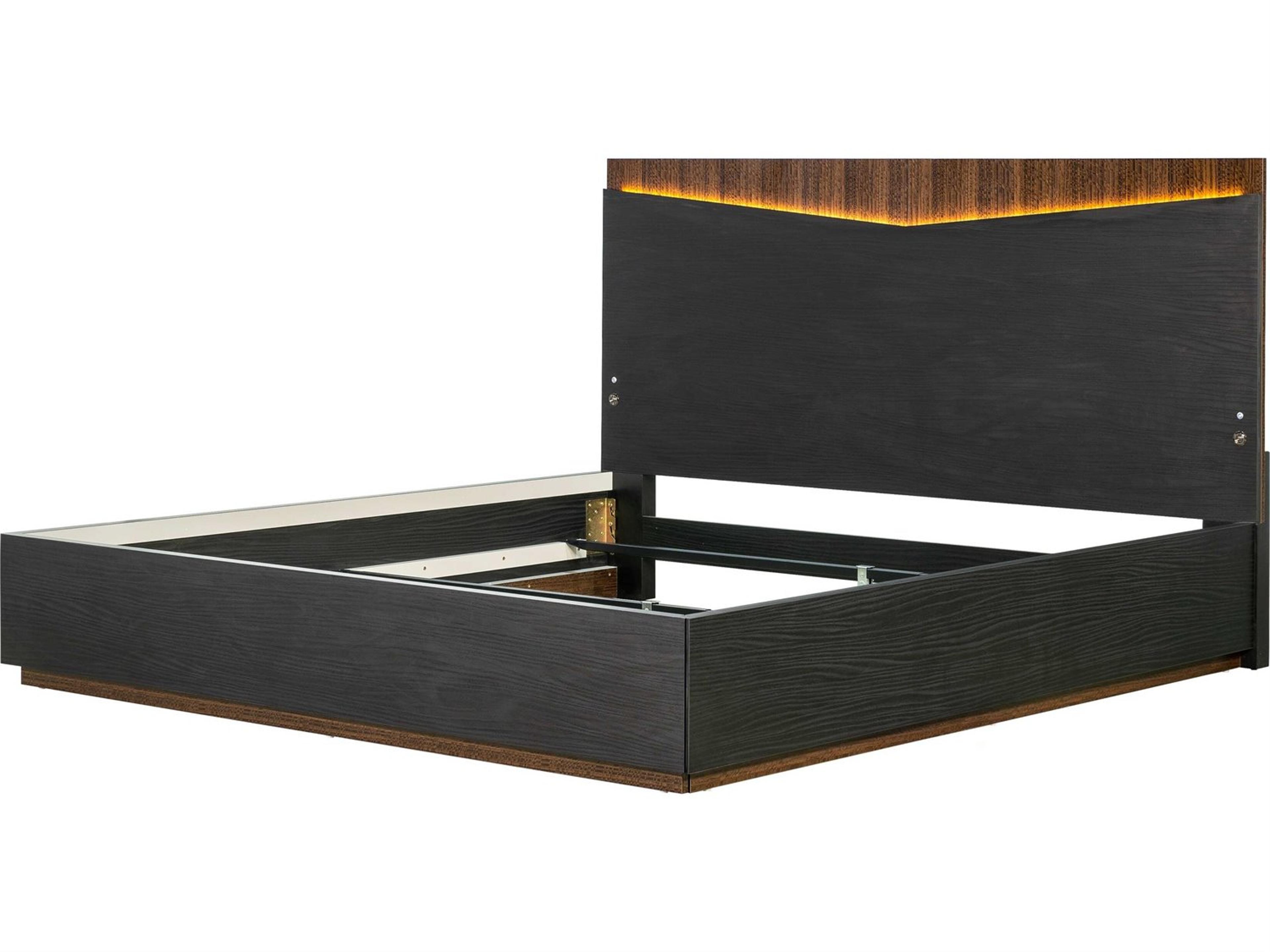 Kayner Charcoal Black Wood King Platform Bed