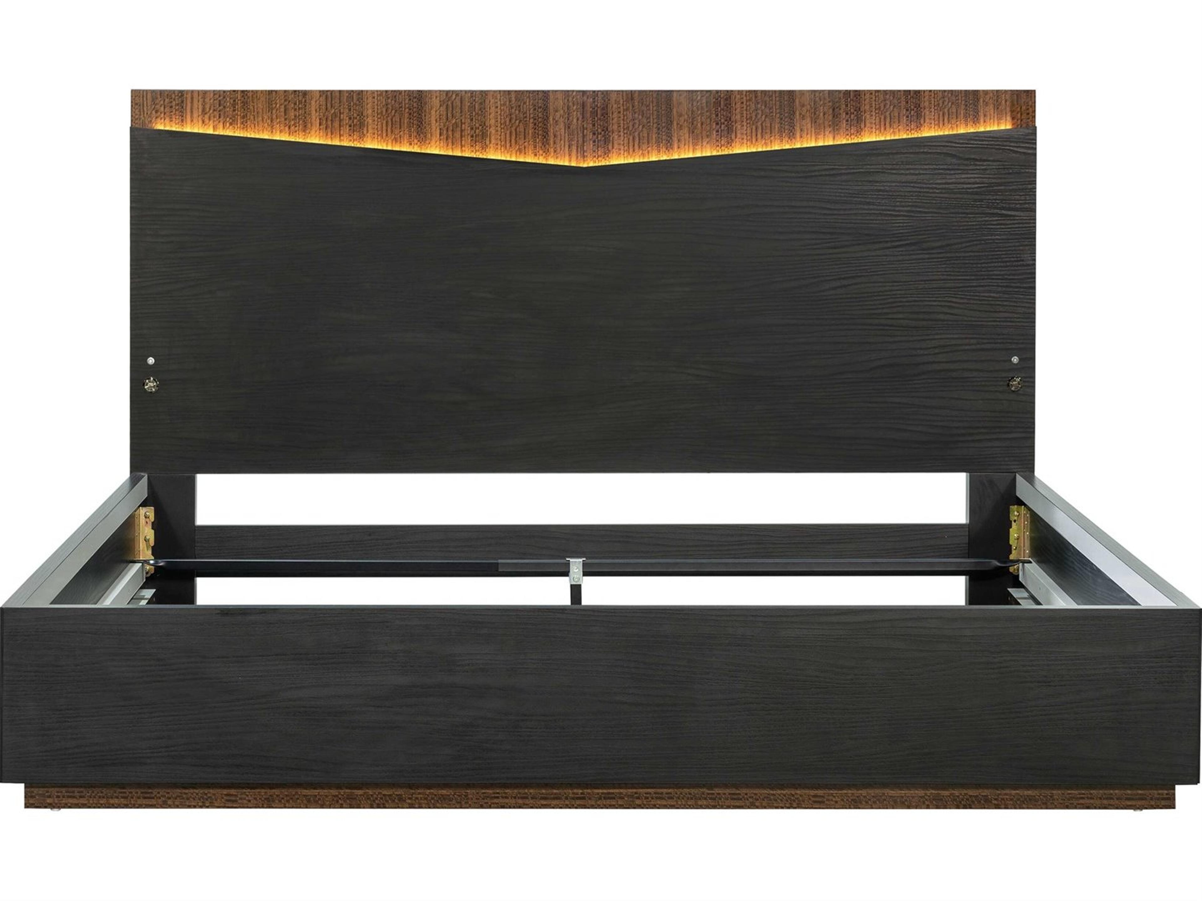 Luxecor Gilded Charcoal Black Wood King Platform Bed