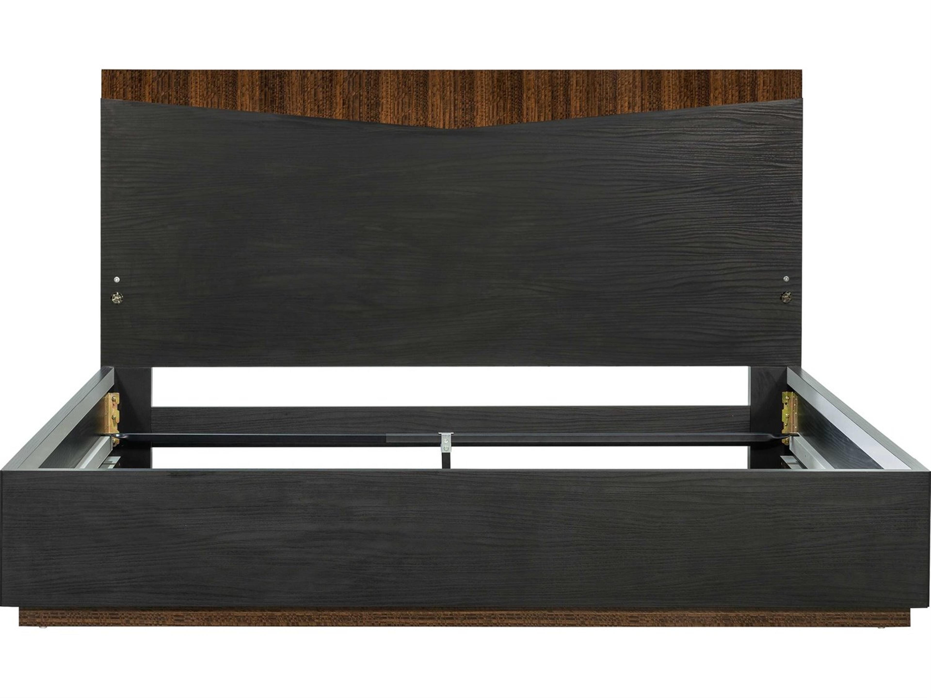 Luxecor Gilded Charcoal Black Wood King Platform Bed