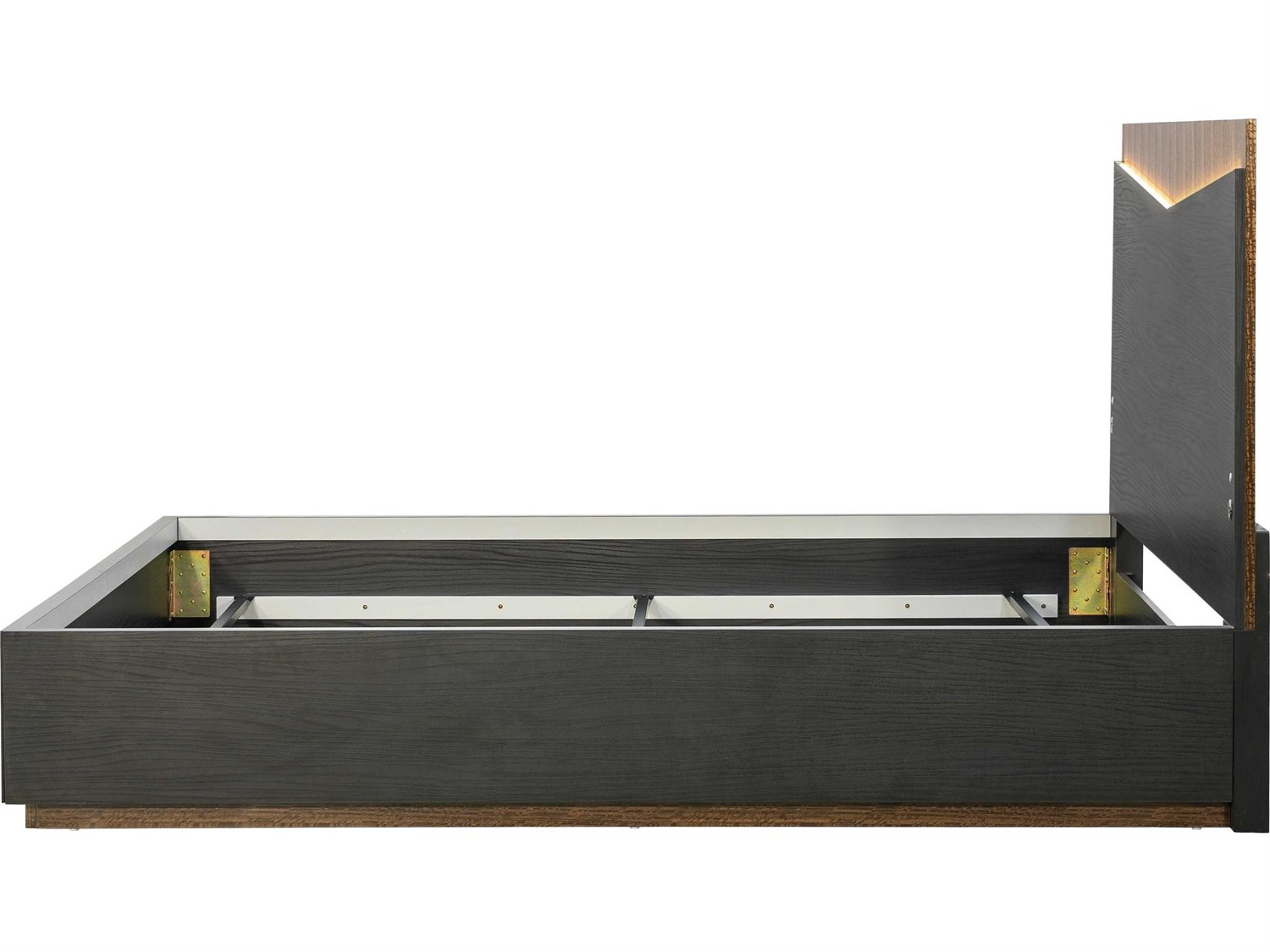 Luxecor Gilded Charcoal Black Wood King Platform Bed