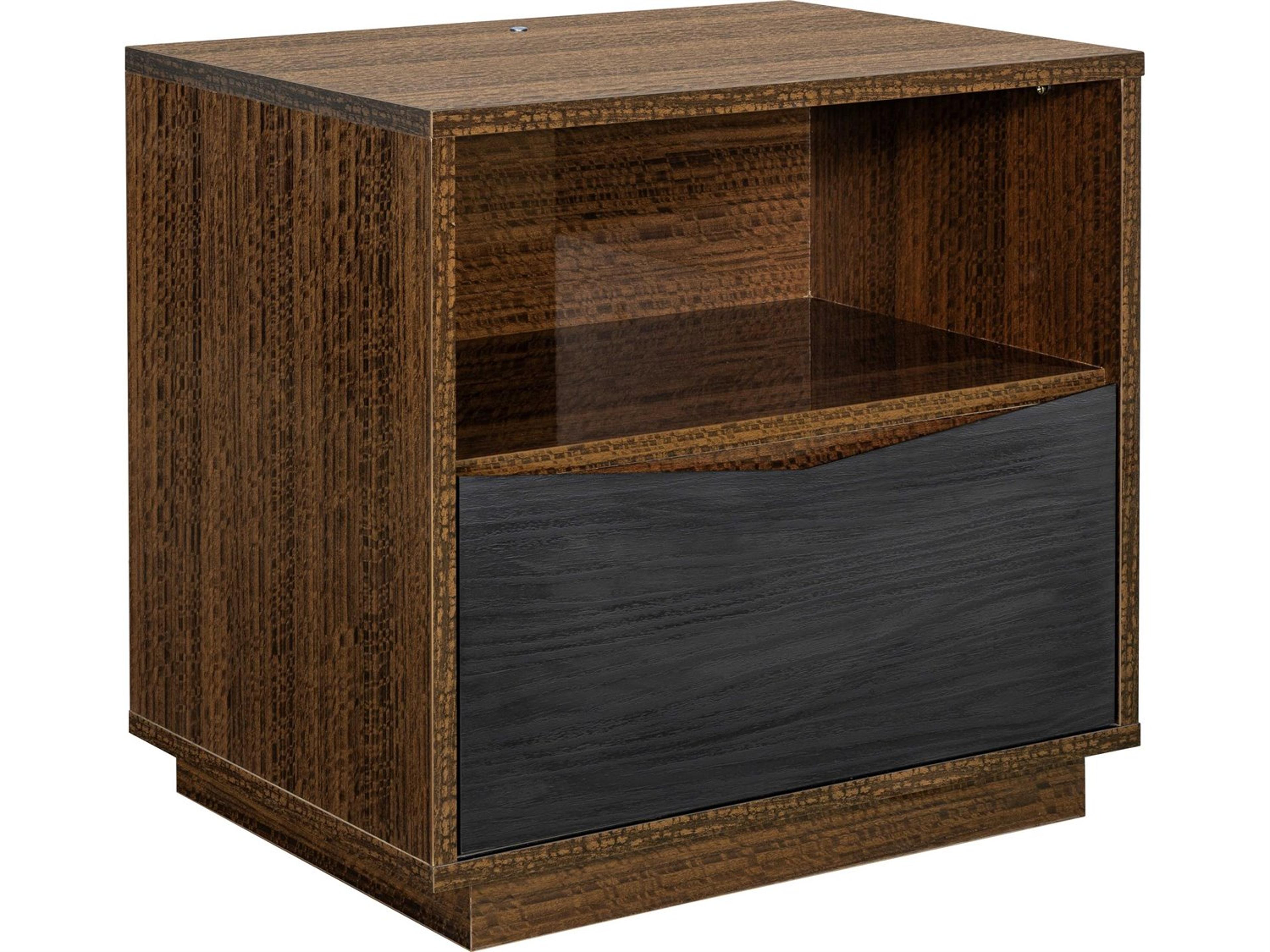 Luxecor Gilded 1-Drawer Brown Nightstand