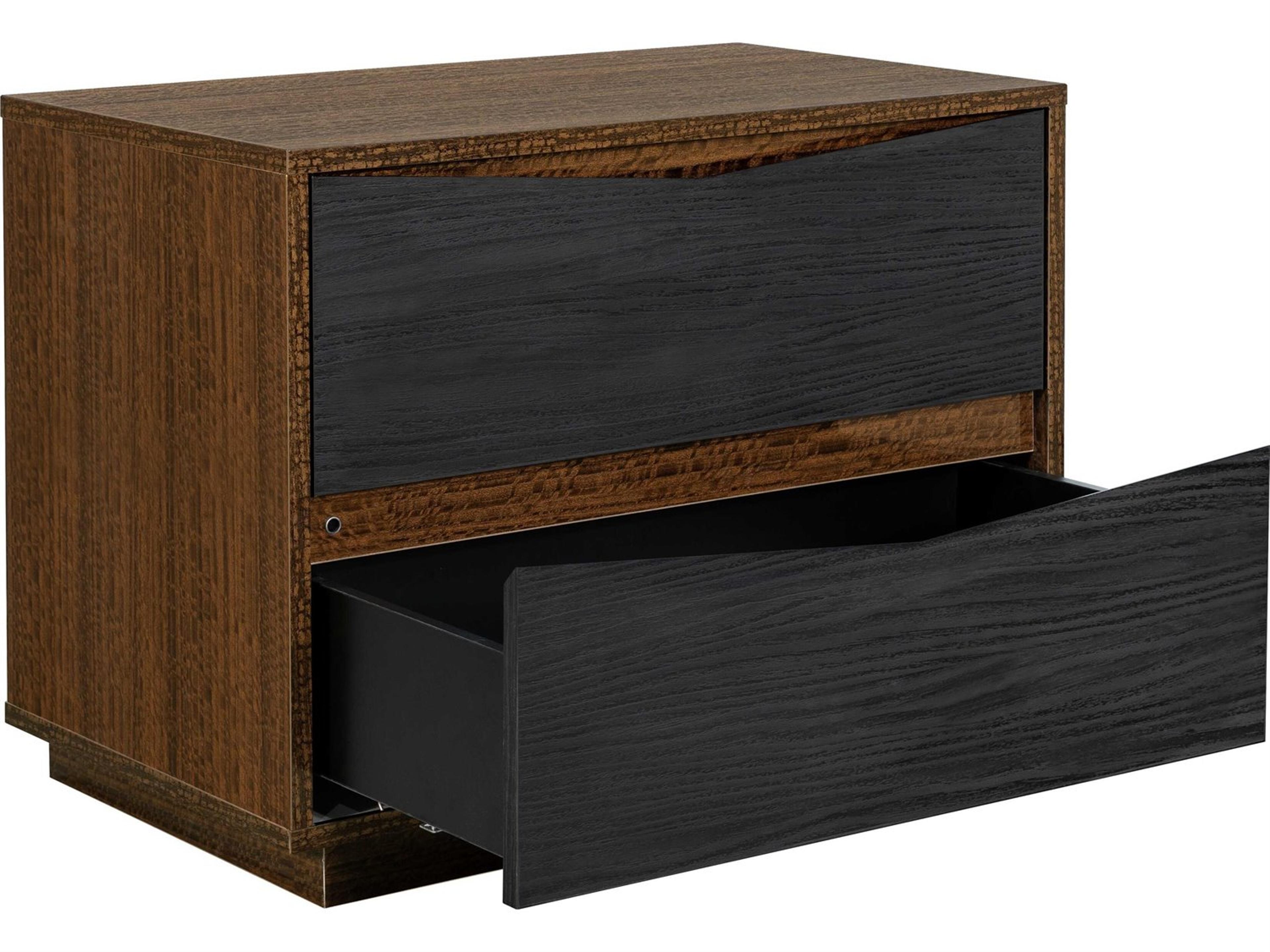 Luxecor Gilded 2-Drawers Brown Nightstand