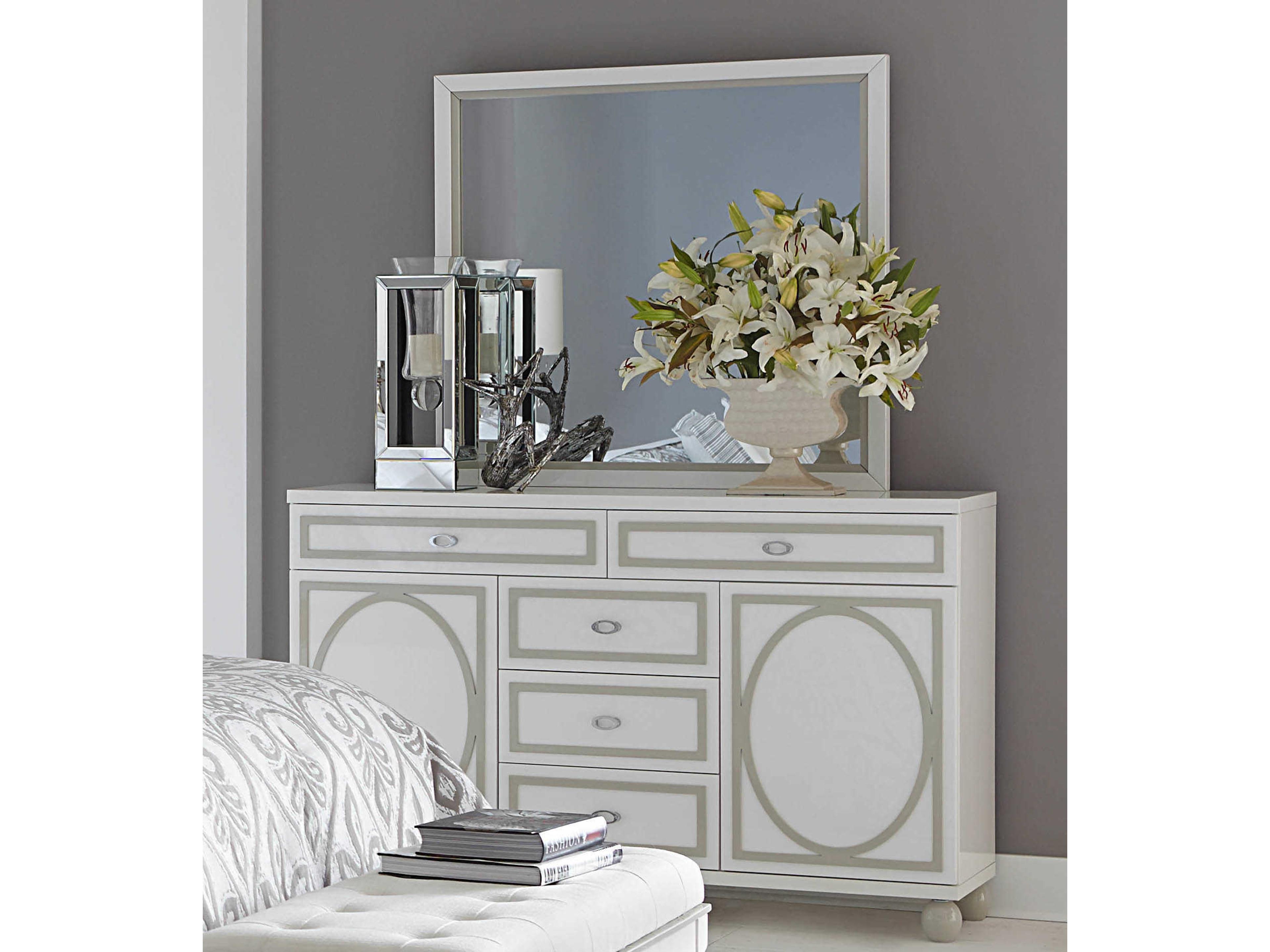 Michael Amini Sky Tower White Cloud Rectangular Dresser Mirror