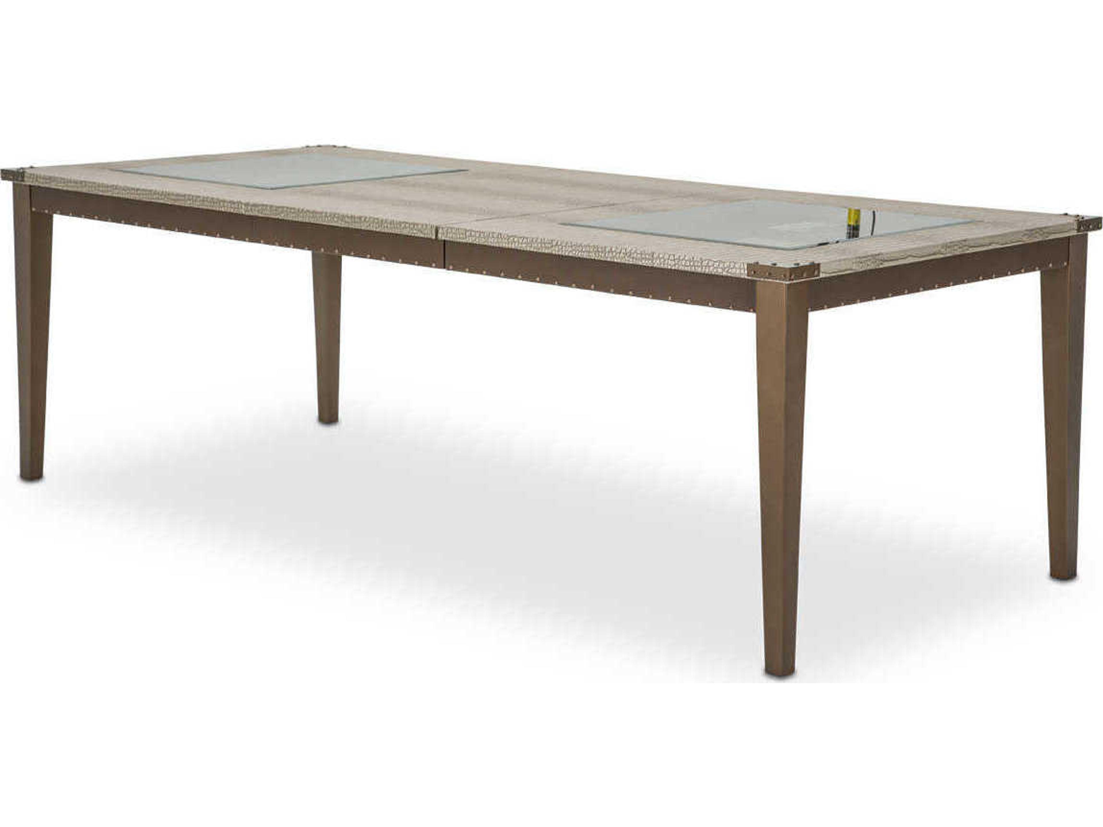 Luxecor Gilded Rectangular Faux Leather Amazon Tan Gator Vinyl Dining Table