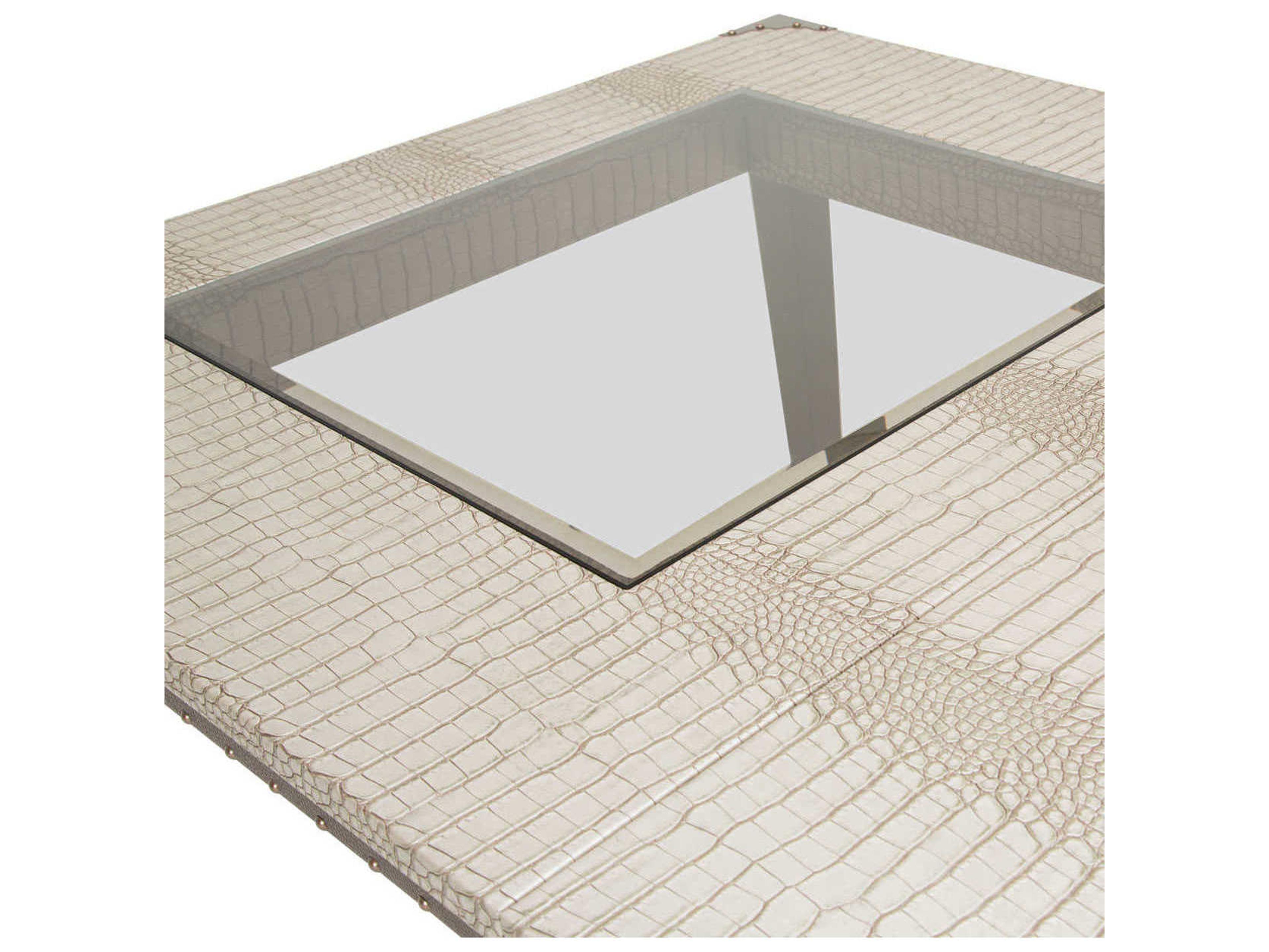 Luxecor Gilded Rectangular Faux Leather Amazon Tan Gator Vinyl Dining Table