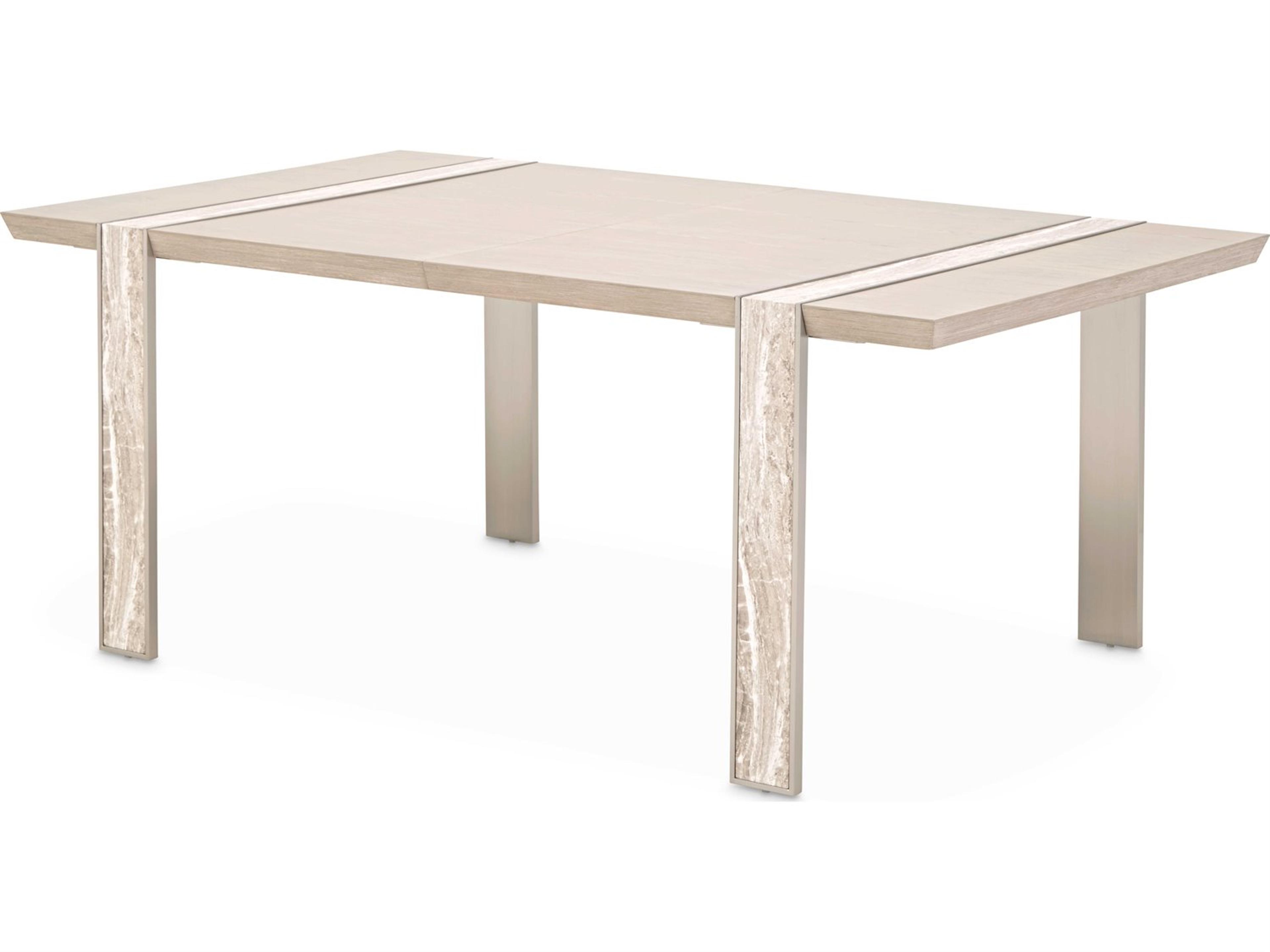 Michael Amini Lotus Bay Rectangular Wood Sand Dining Table