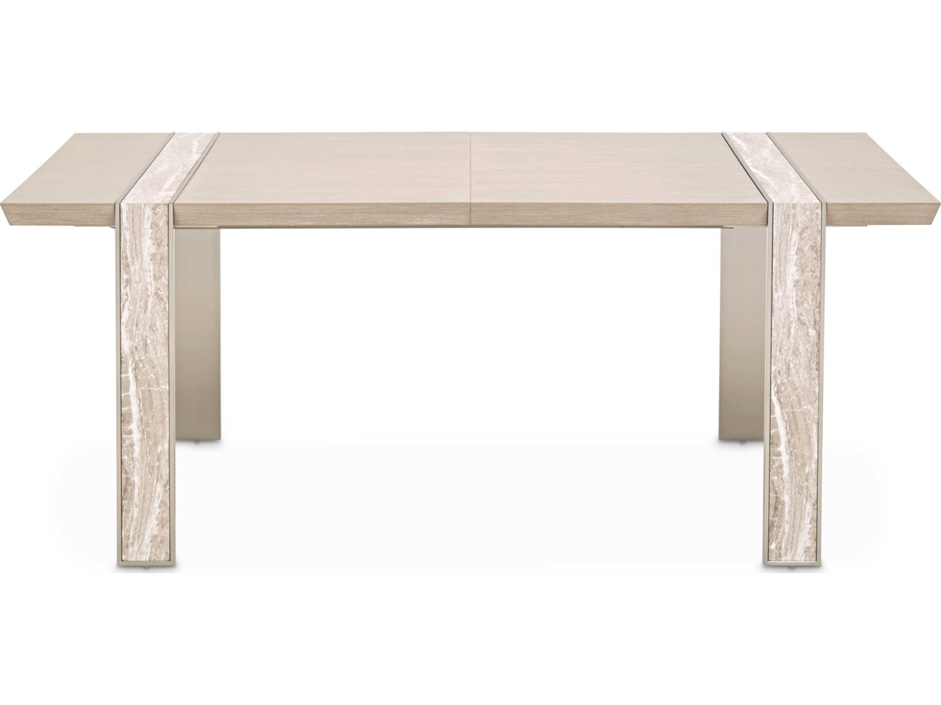 Michael Amini Lotus Bay Rectangular Wood Sand Dining Table
