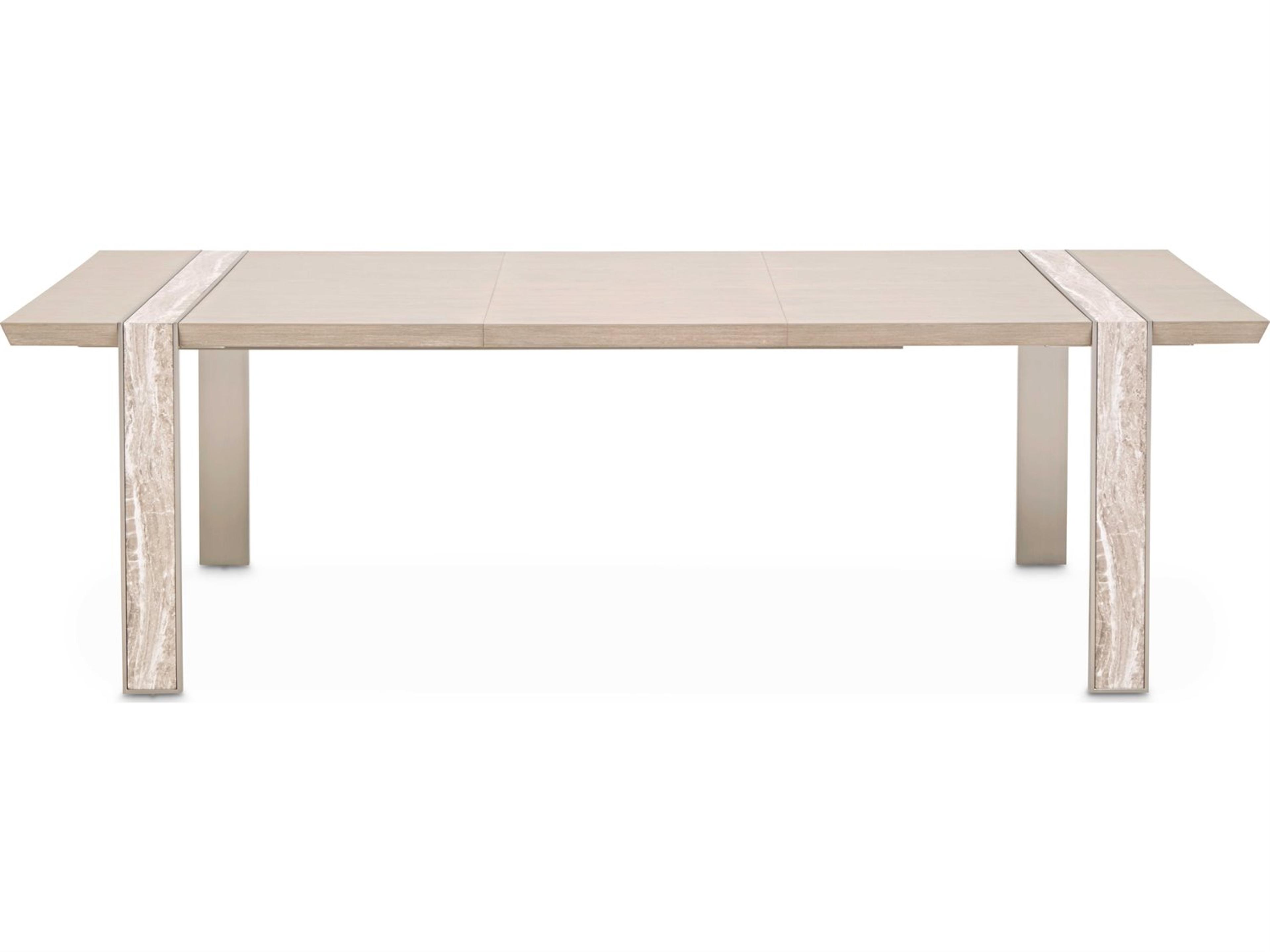 Michael Amini Lotus Bay Rectangular Wood Sand Dining Table