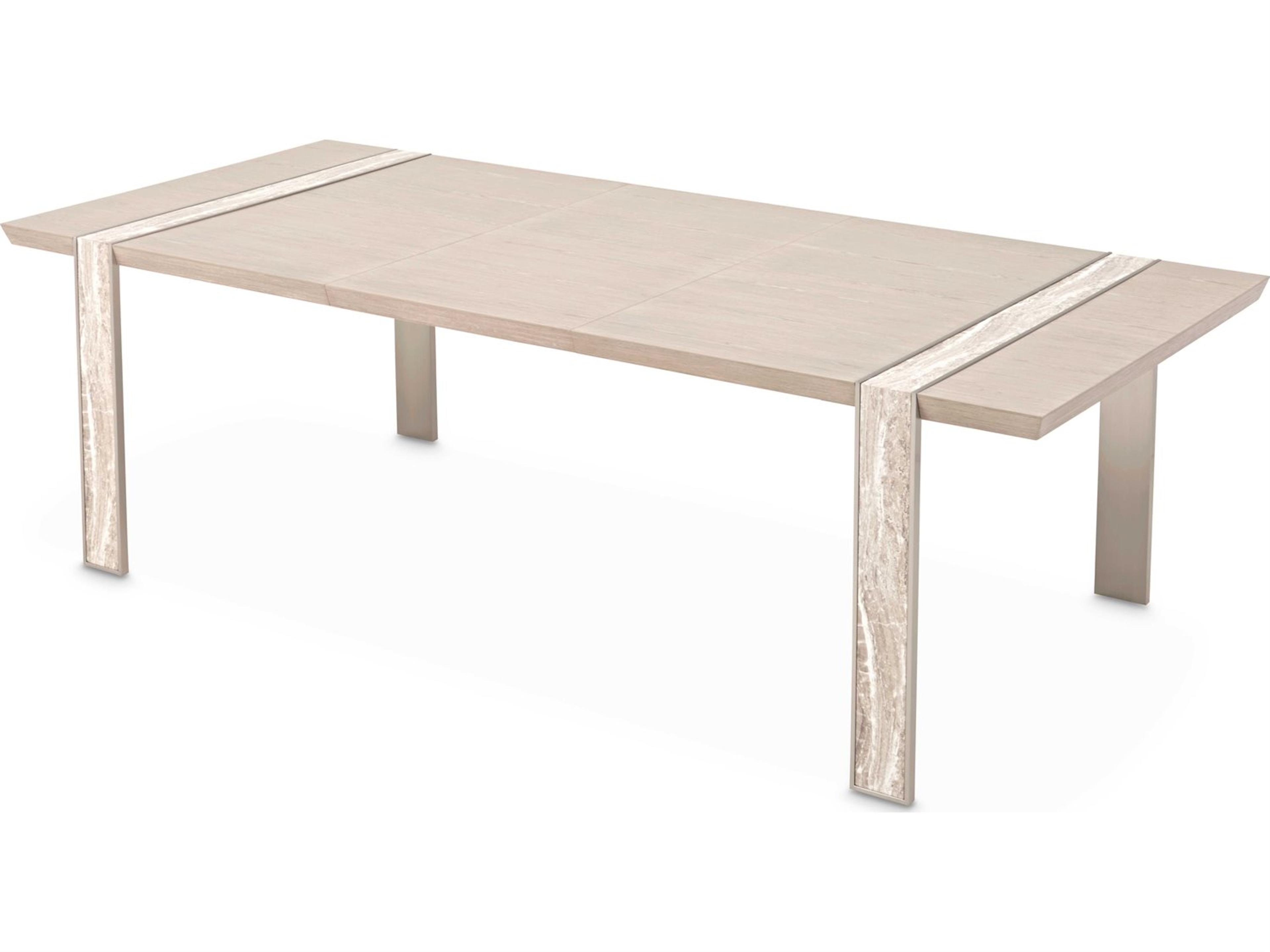 Michael Amini Lotus Bay Rectangular Wood Sand Dining Table