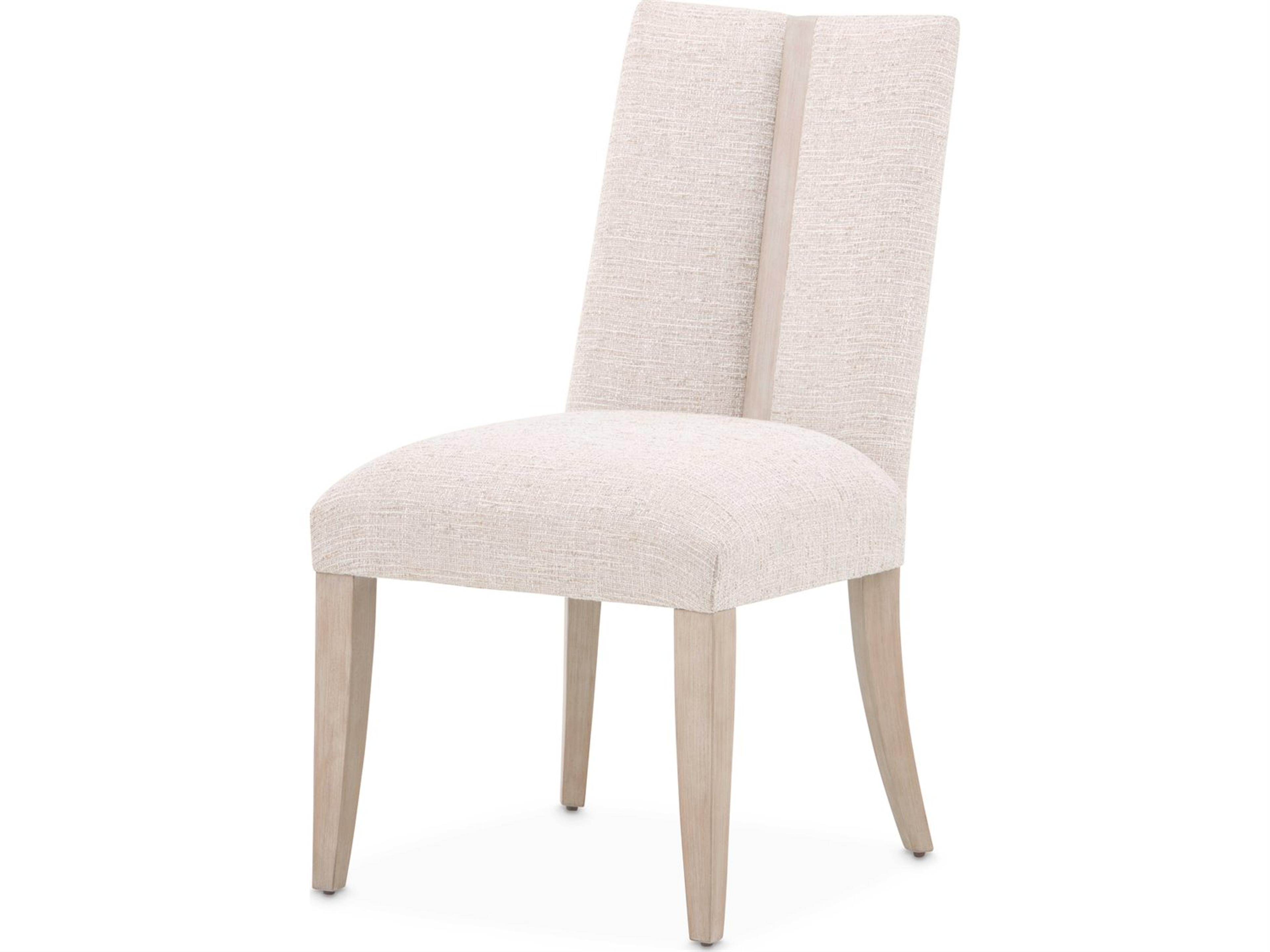 Lotus Bay Rubberwood Beige Upholstered Armless Dining Chair Set of 2