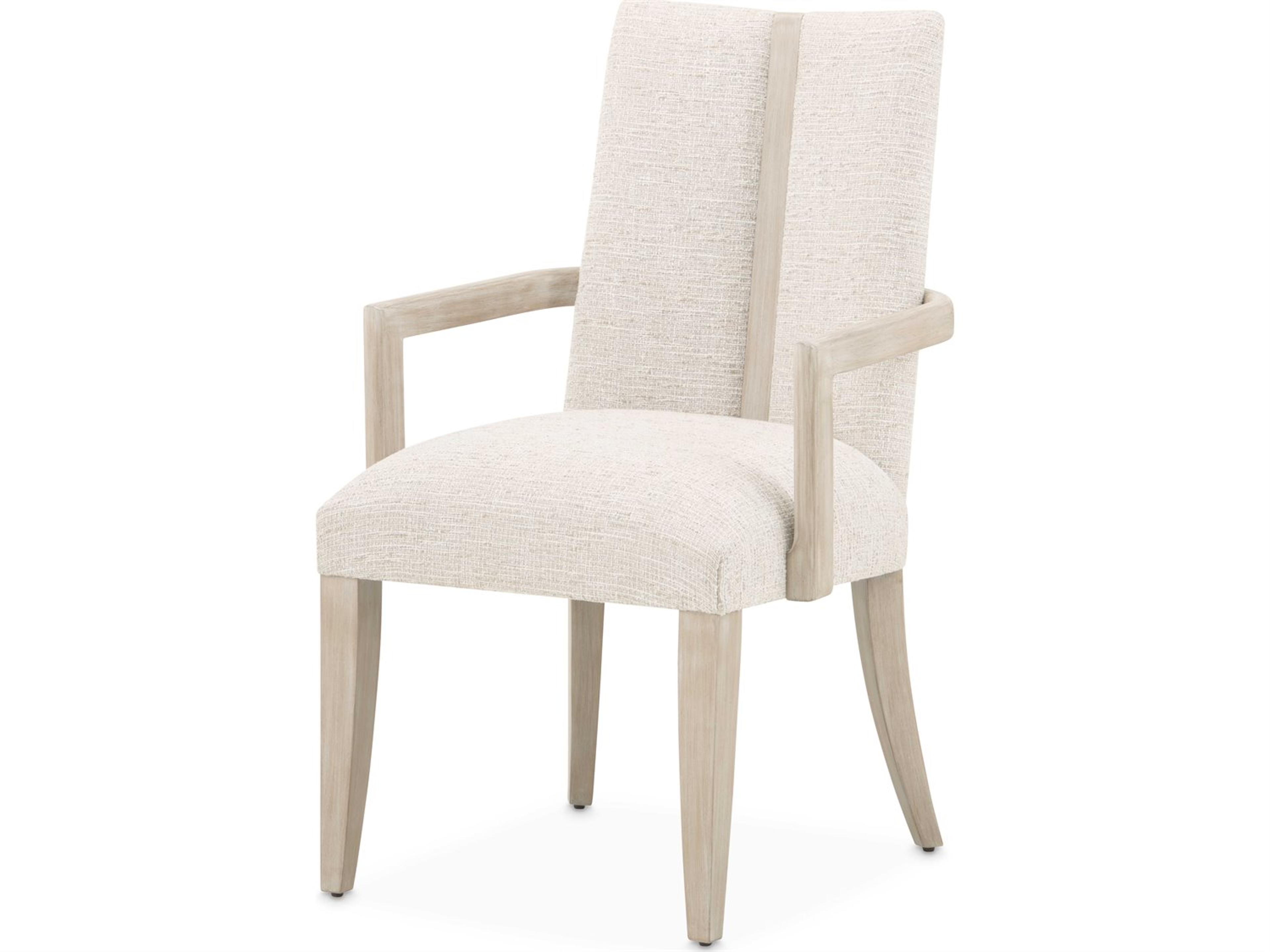 Lotus Bay Rubberwood Beige Upholstered Arm Dining Chair