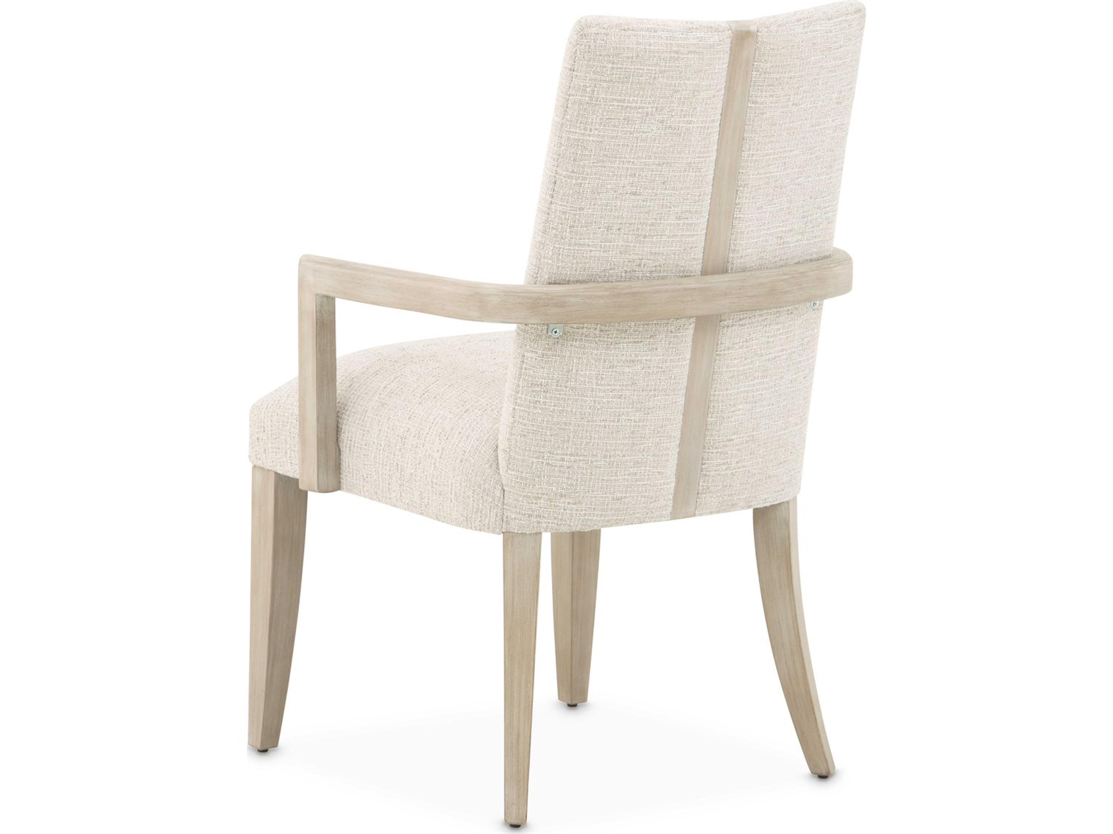 Luxecor Gilded Rubberwood Beige Upholstered Arm Dining Chair