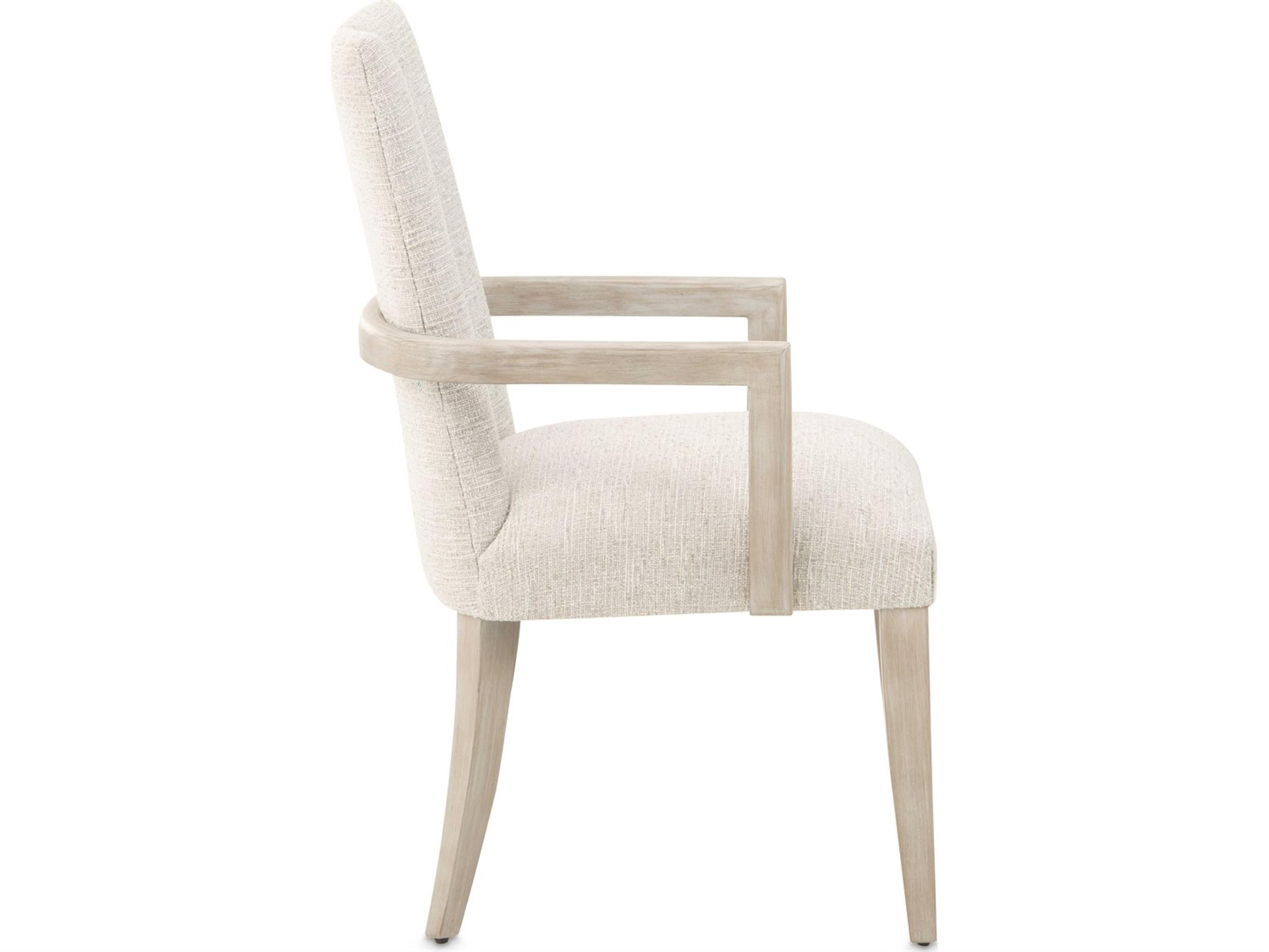 Luxecor Gilded Rubberwood Beige Upholstered Arm Dining Chair