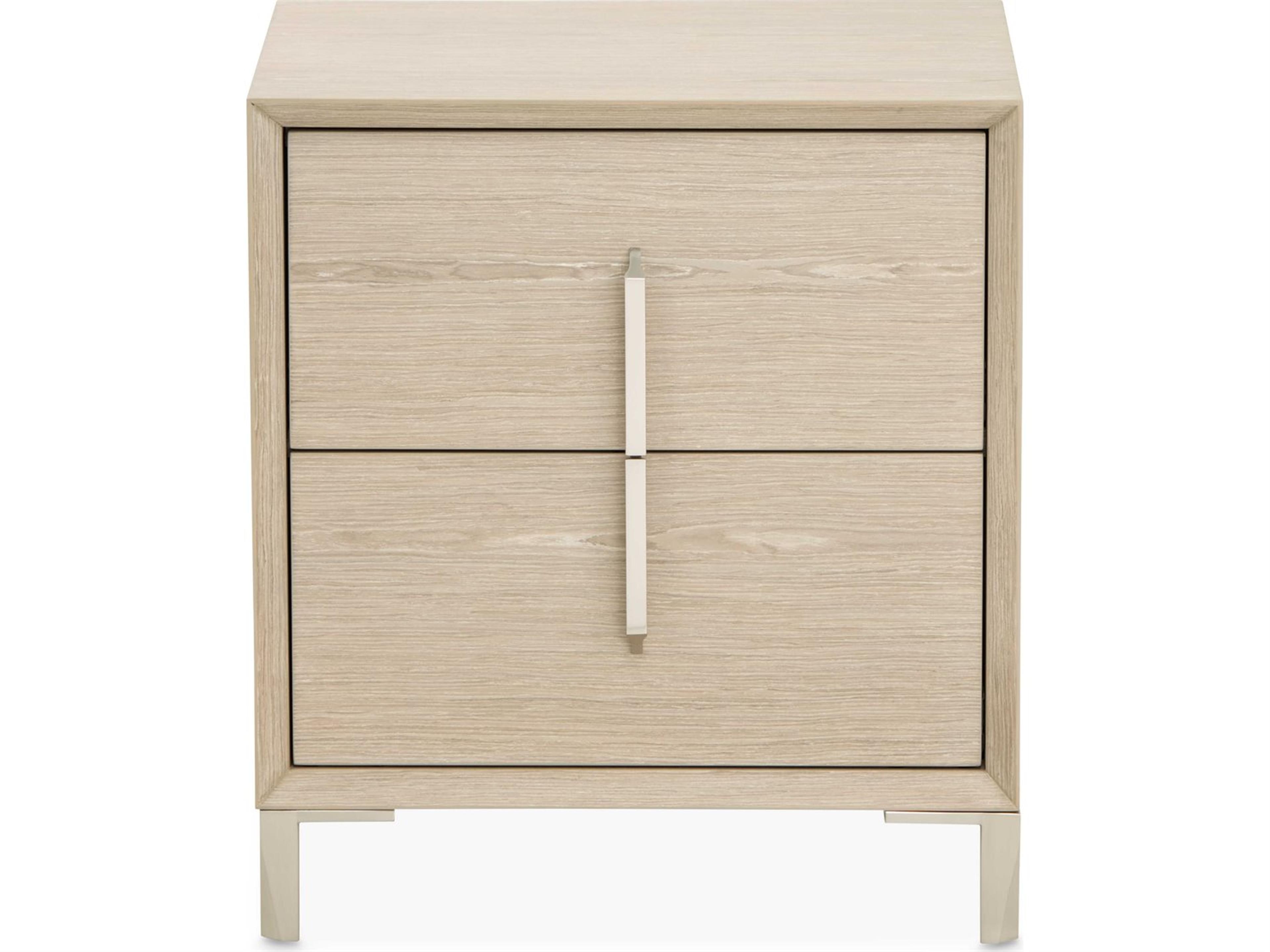 Luxecor Gilded 2-Drawers Beige Rubberwood Nightstand