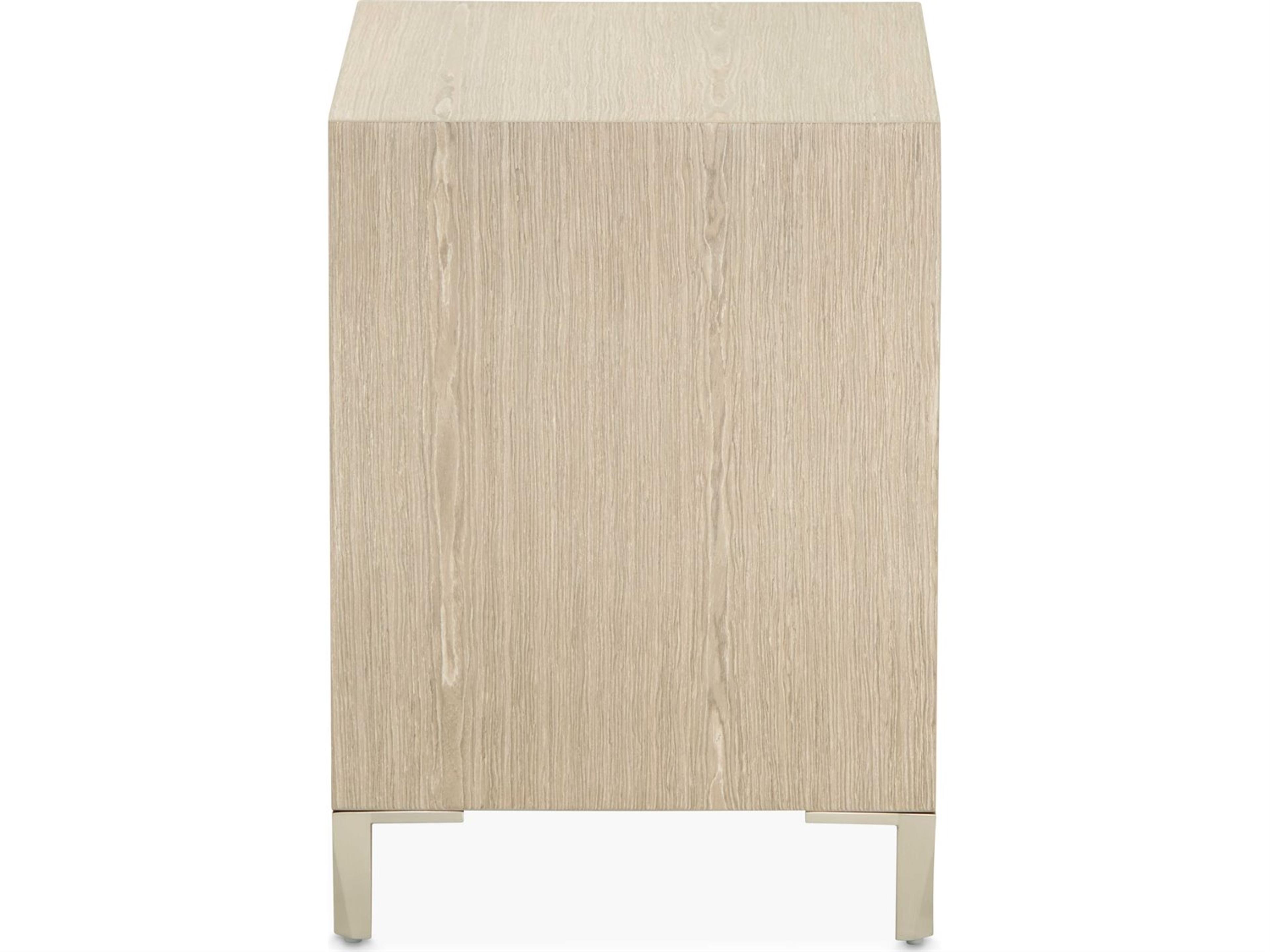 Luxecor Gilded 2-Drawers Beige Rubberwood Nightstand