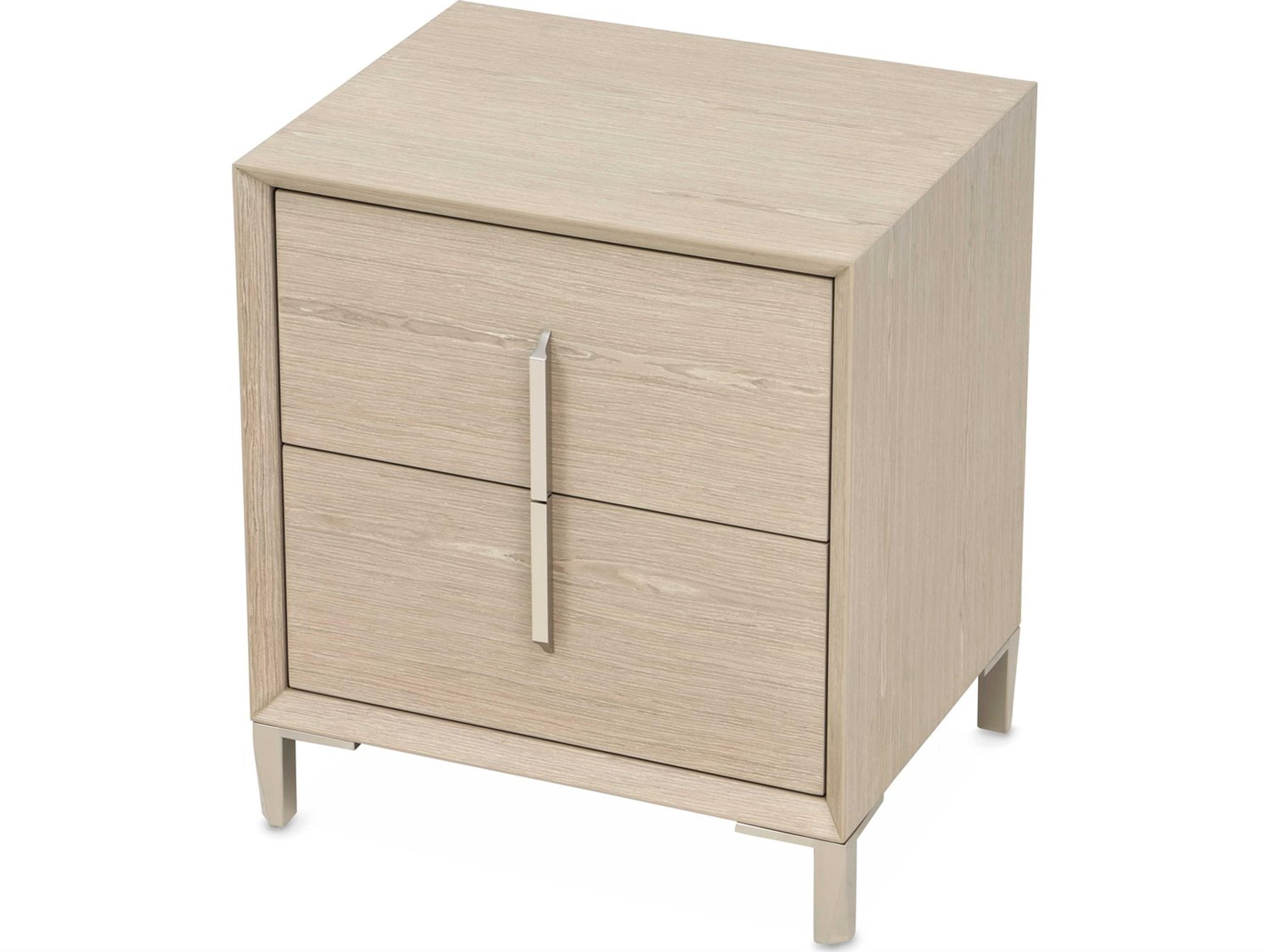 Luxecor Gilded 2-Drawers Beige Rubberwood Nightstand