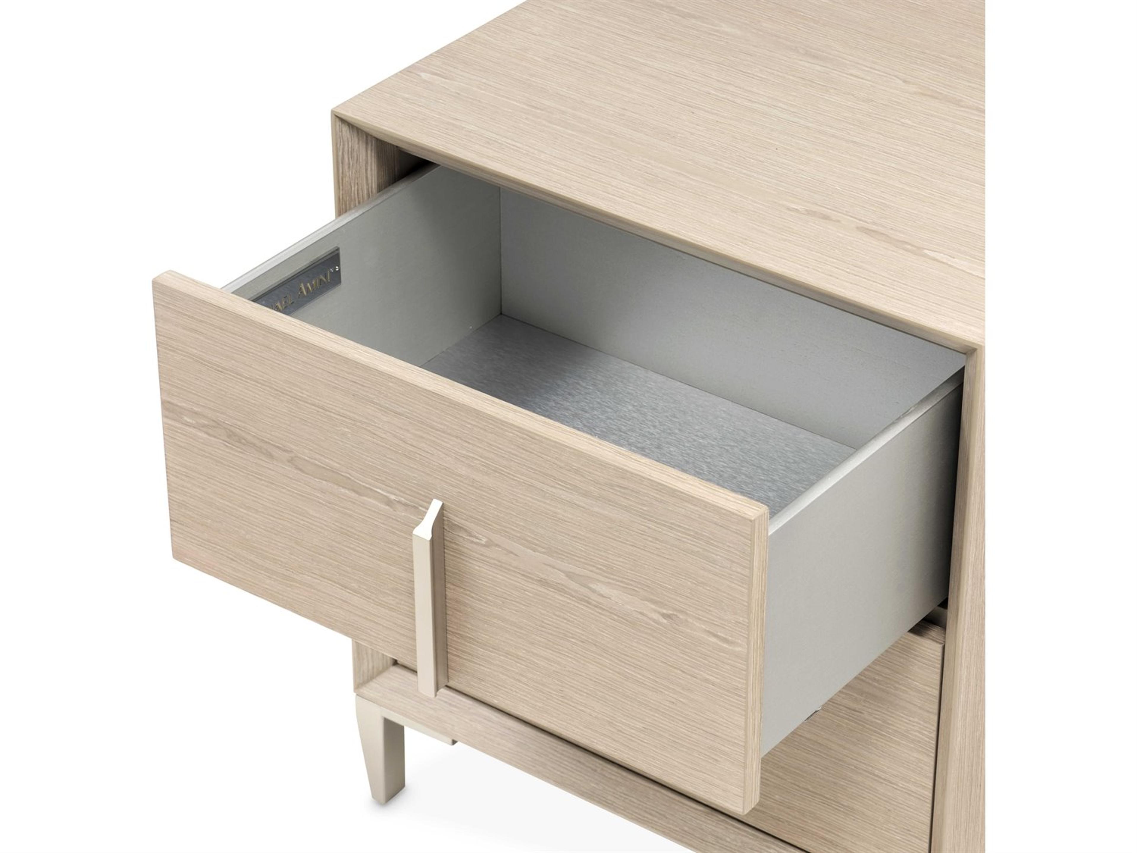 Luxecor Gilded 2-Drawers Beige Rubberwood Nightstand