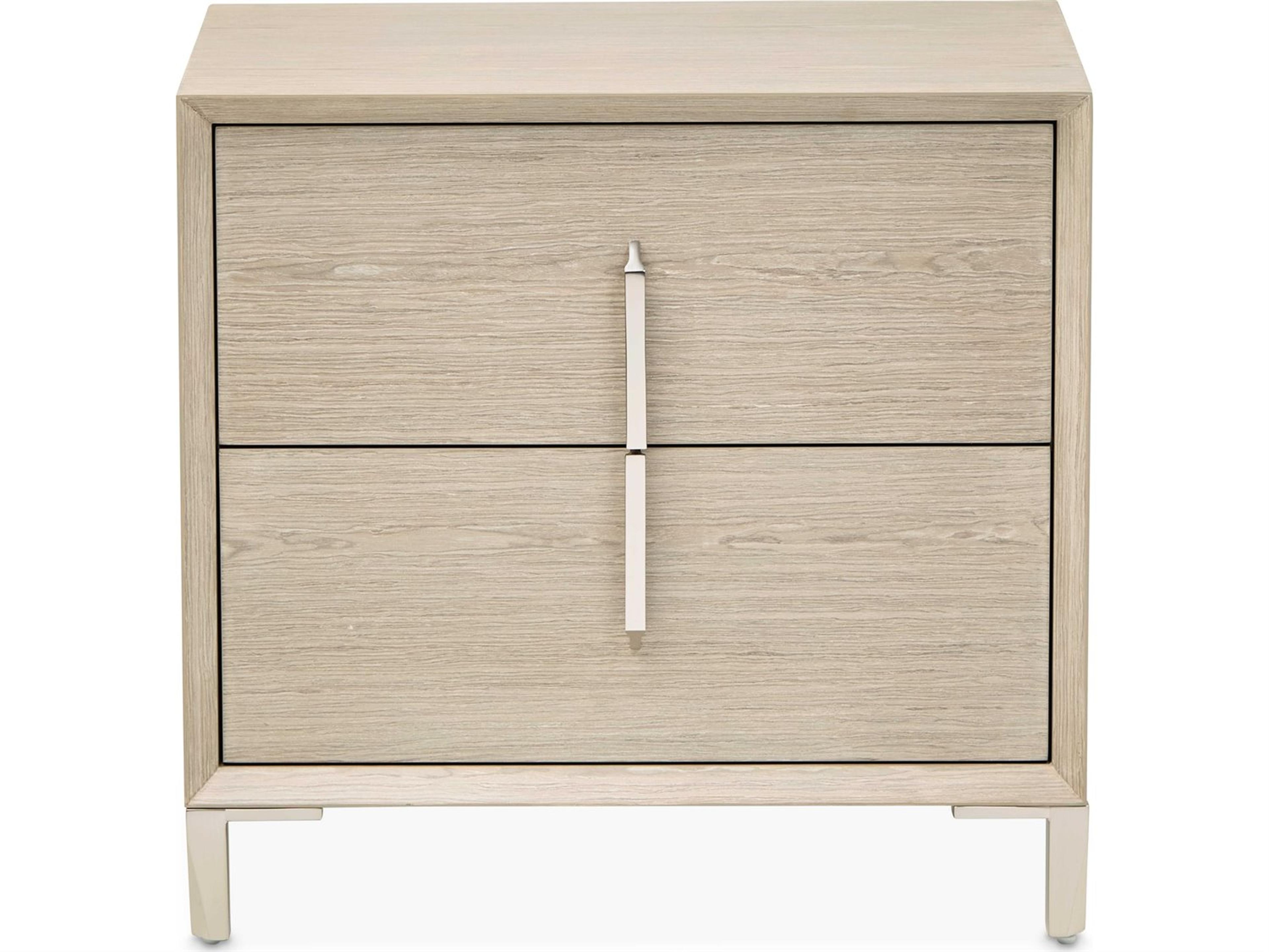 Luxecor Gilded 2-Drawers Beige Rubberwood Nightstand