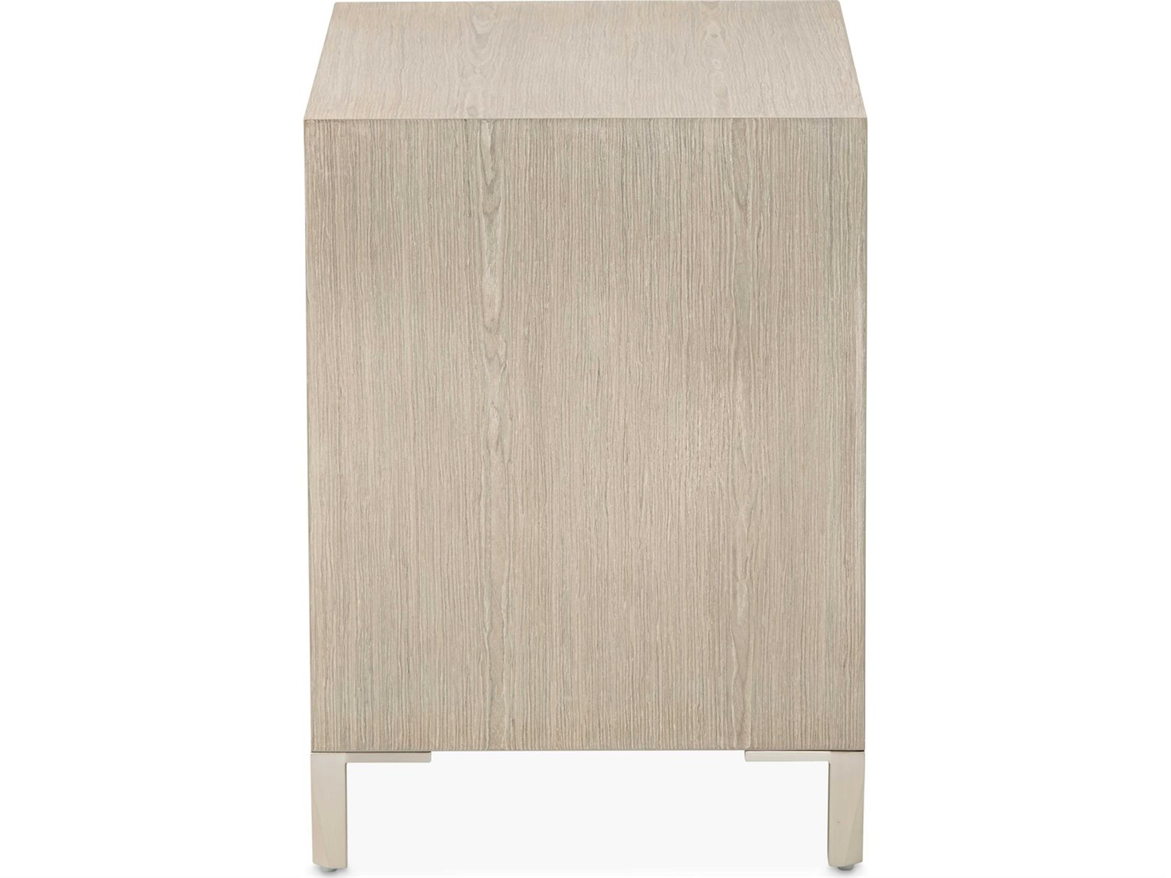 Luxecor Gilded 2-Drawers Beige Rubberwood Nightstand