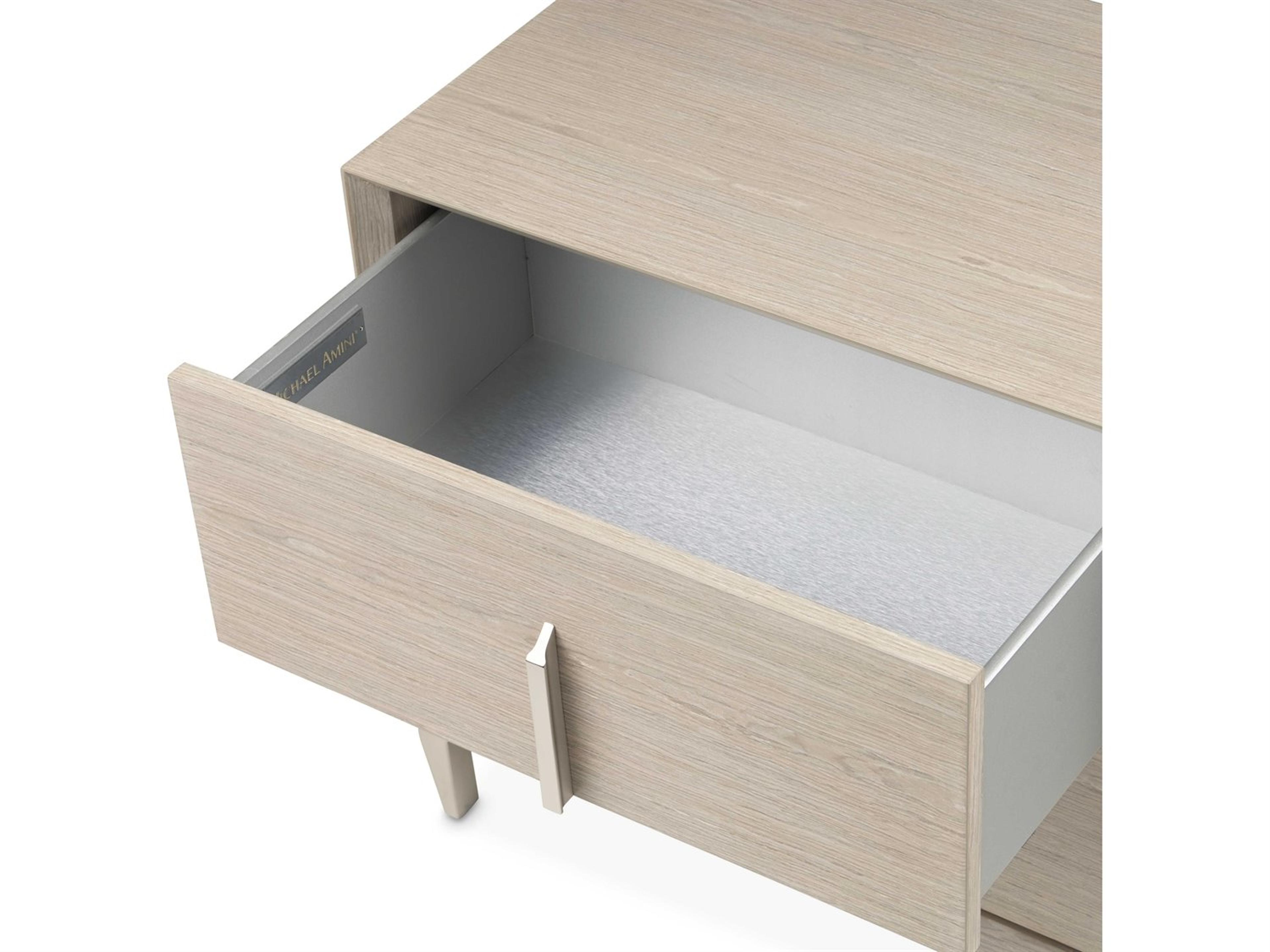 Luxecor Gilded 2-Drawers Beige Rubberwood Nightstand