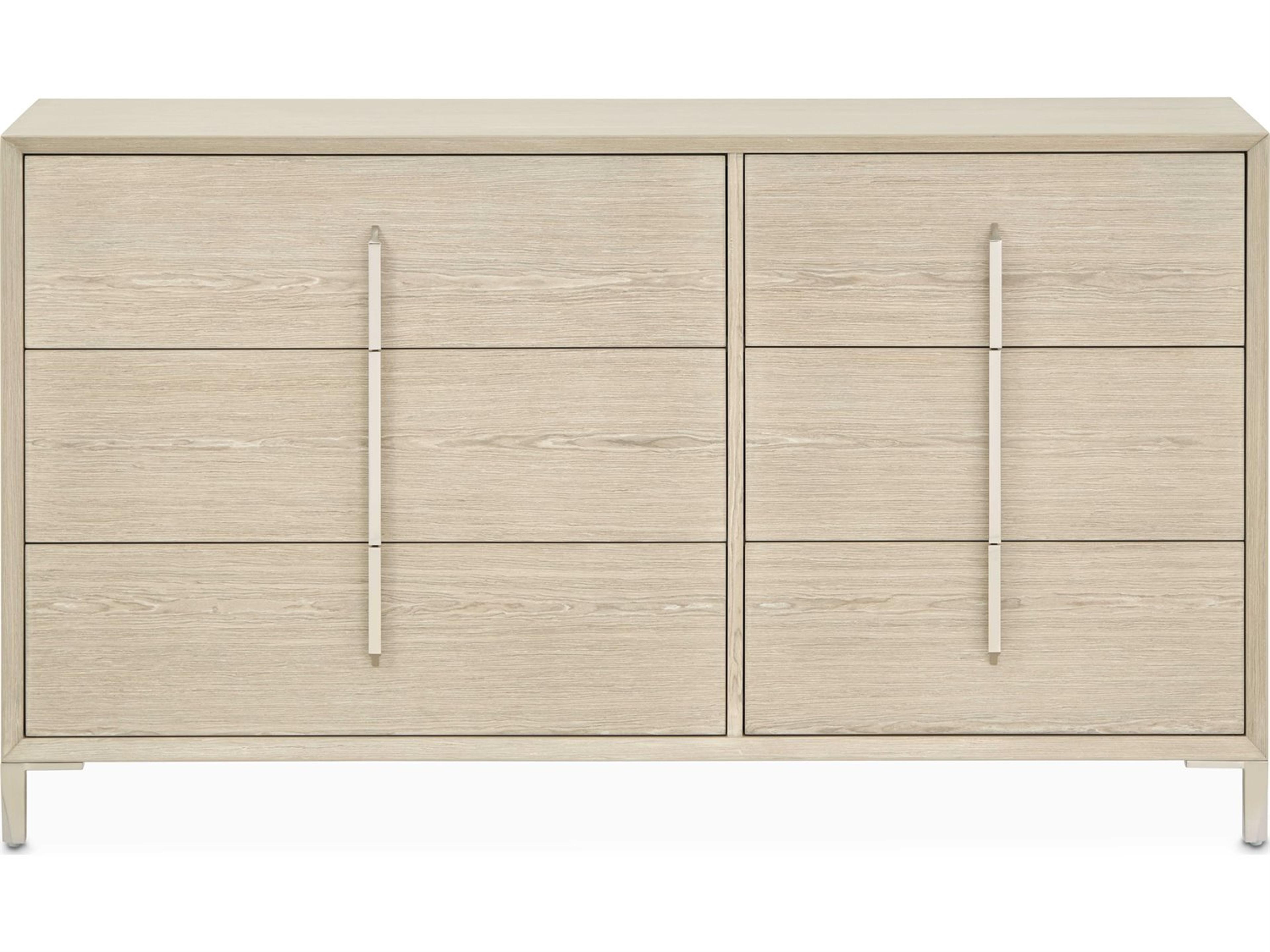 Luxecor Gilded 6-Drawers Beige Rubberwood Double Dresser