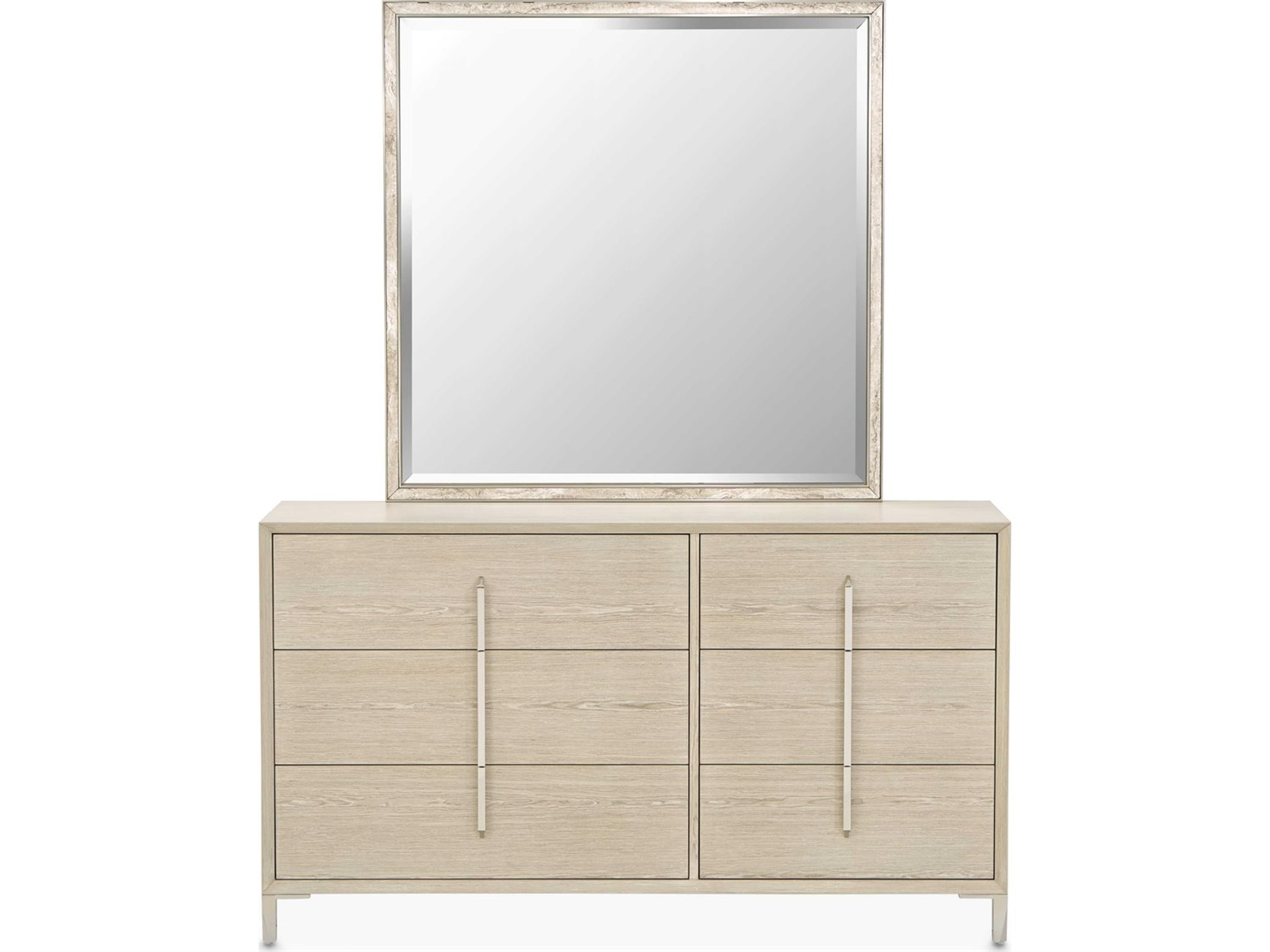 Luxecor Gilded 6-Drawers Beige Rubberwood Double Dresser