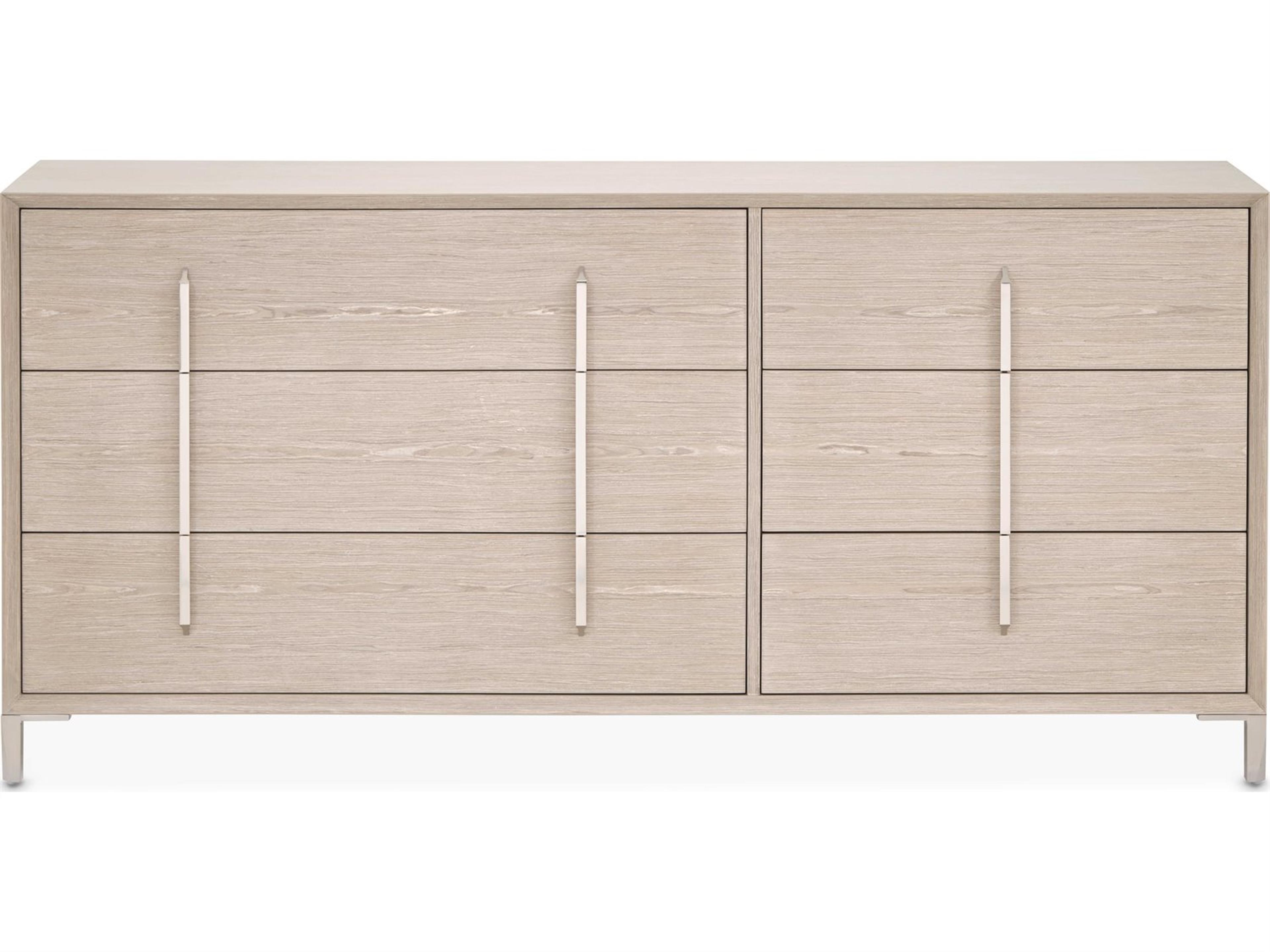 Luxecor Gilded 6-Drawers Beige Rubberwood Double Dresser