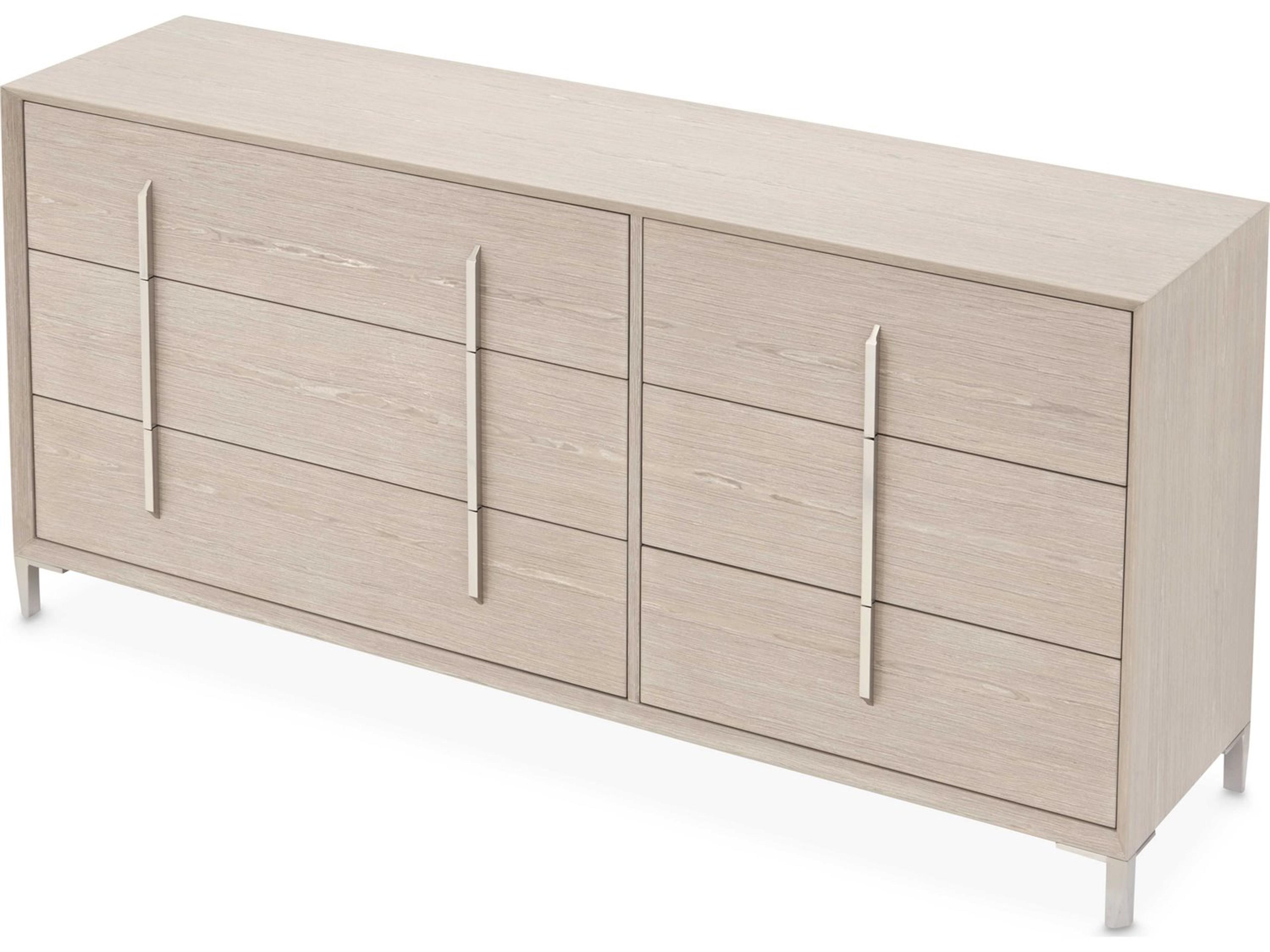Luxecor Gilded 6-Drawers Beige Rubberwood Double Dresser