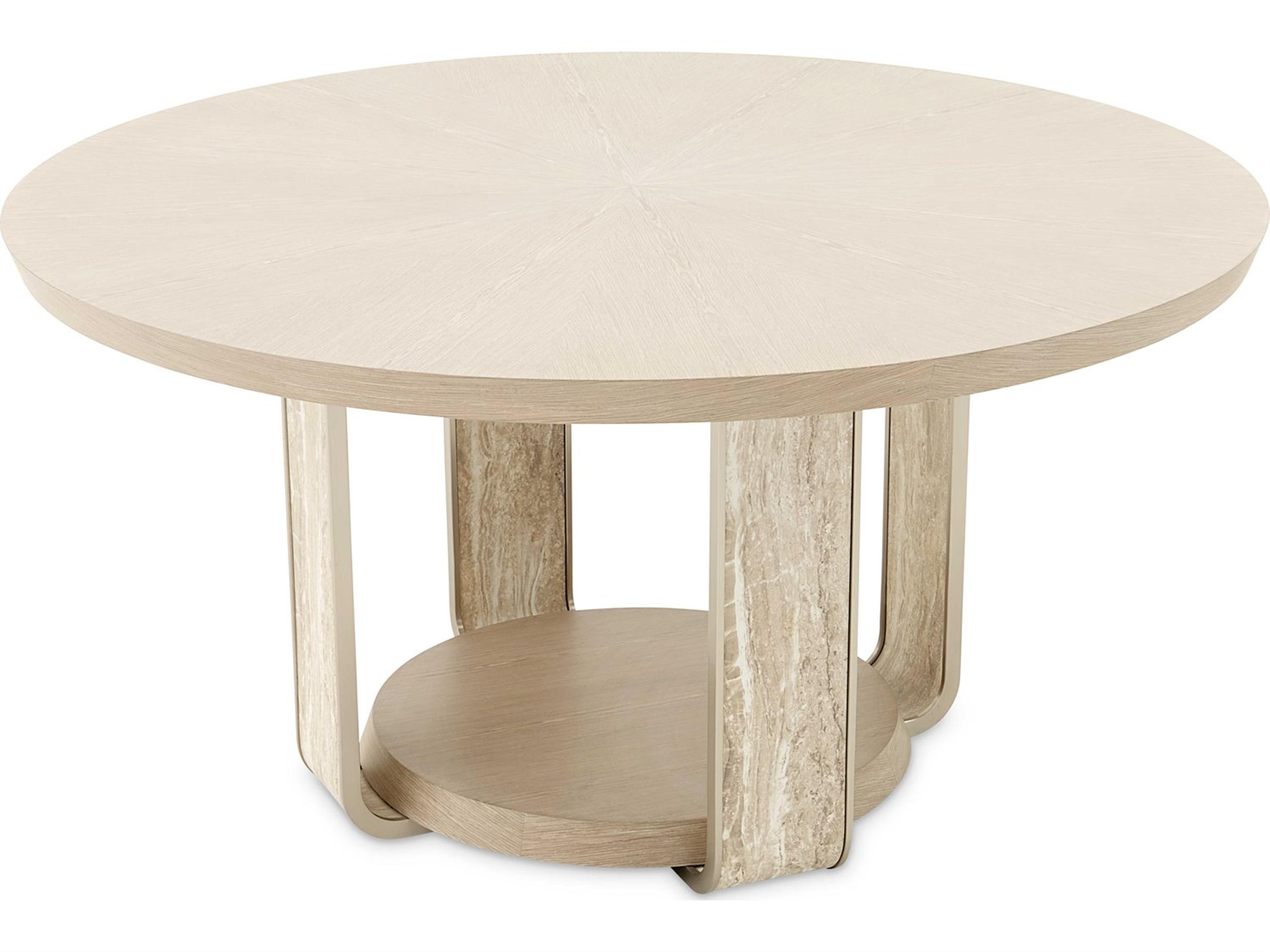 Luxecor Gilded Round Wood Sand Dining Table